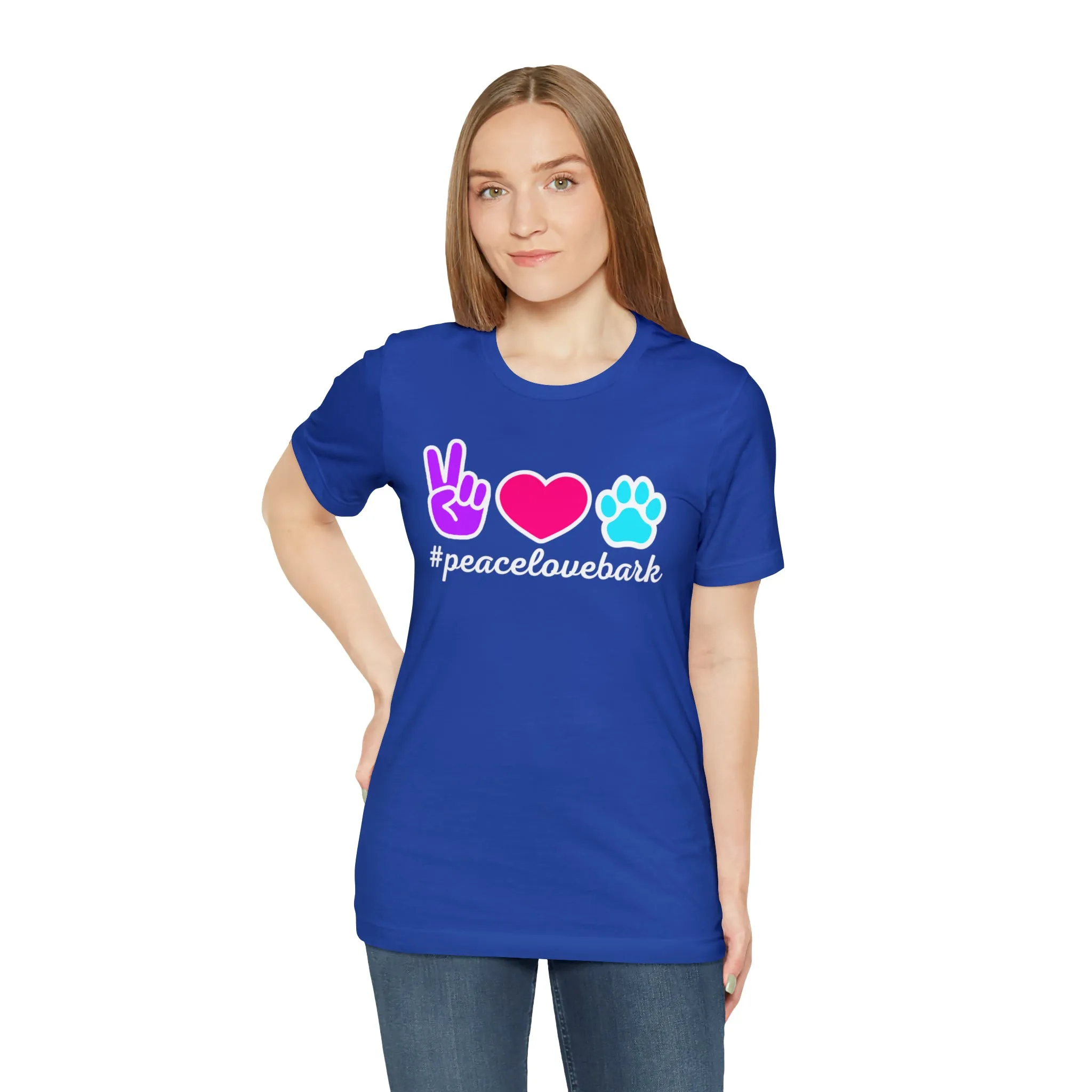 Peace Love Bark Dog T-Shirt | Funny Dog Tee |  Bella Canvas 3001 Unisex | Dog Lovers Short Sleeve Tshirt