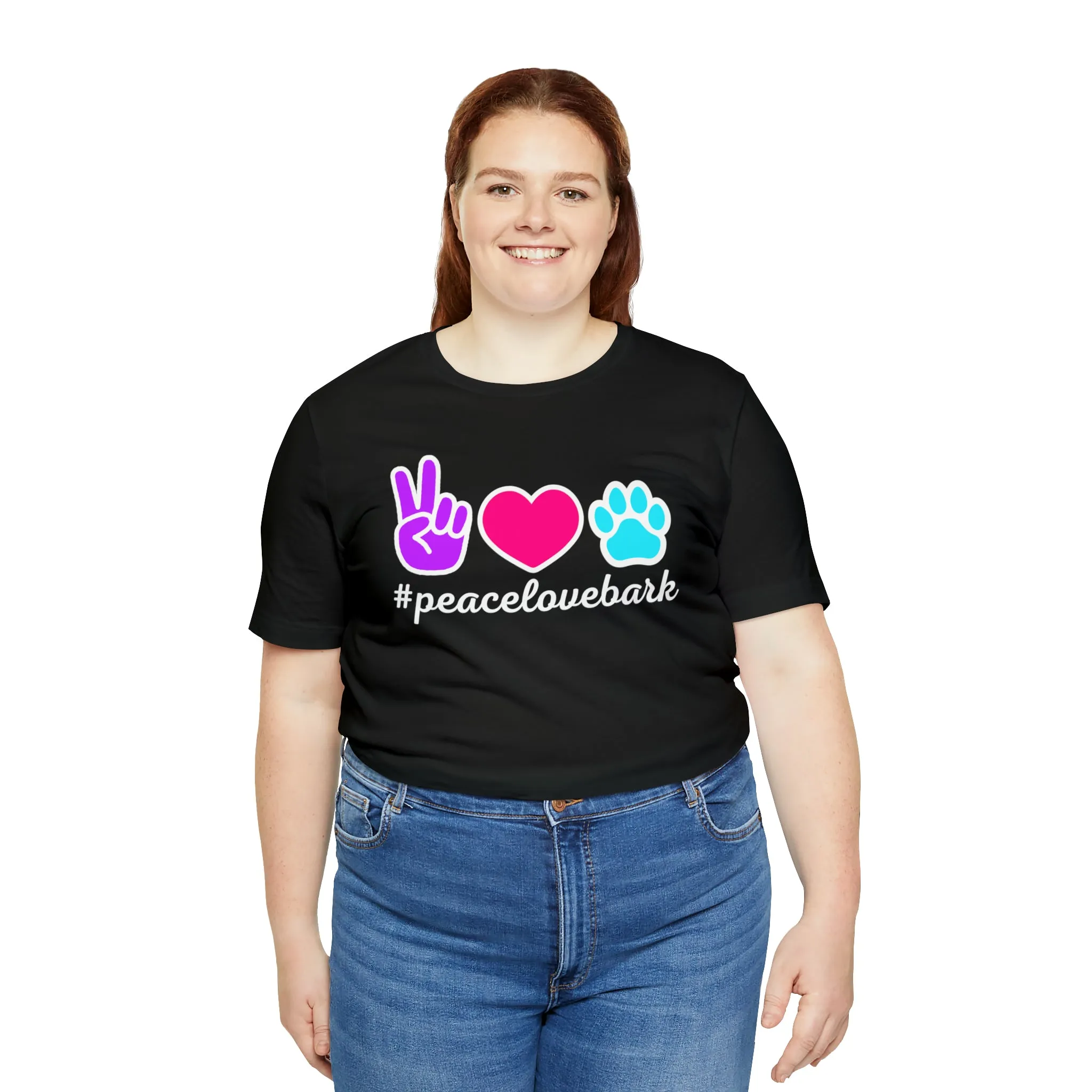 Peace Love Bark Dog T-Shirt | Funny Dog Tee |  Bella Canvas 3001 Unisex | Dog Lovers Short Sleeve Tshirt