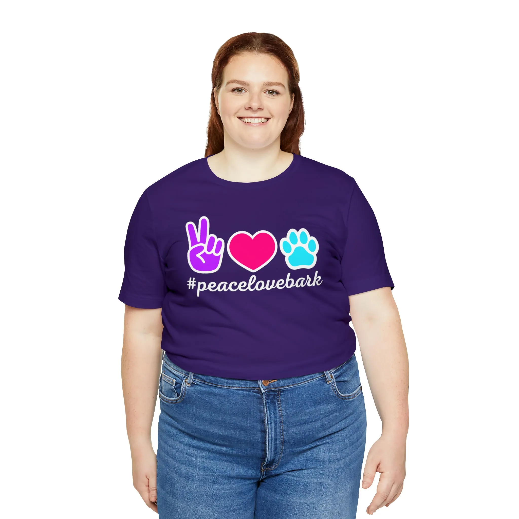 Peace Love Bark Dog T-Shirt | Funny Dog Tee |  Bella Canvas 3001 Unisex | Dog Lovers Short Sleeve Tshirt