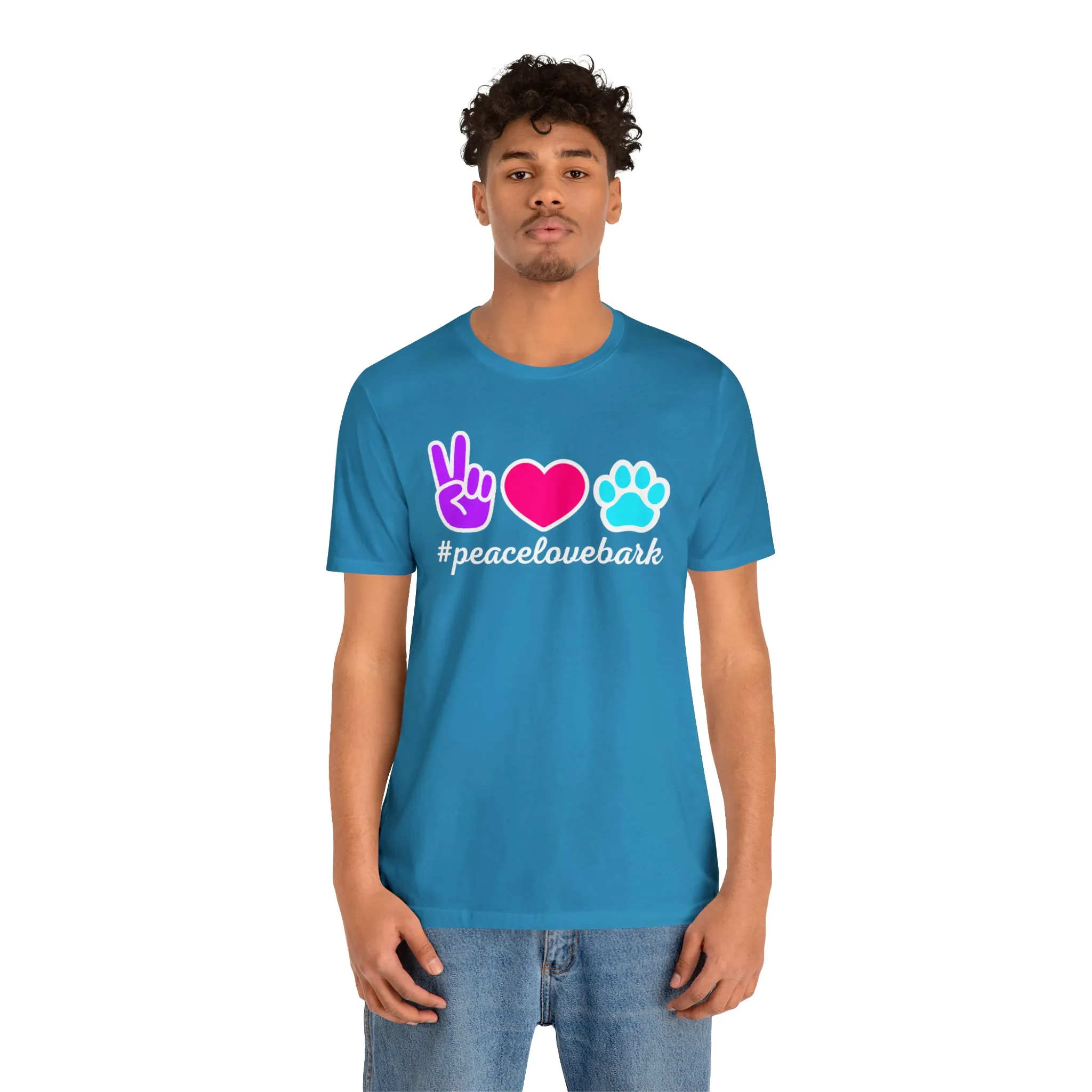 Peace Love Bark Dog T-Shirt | Funny Dog Tee |  Bella Canvas 3001 Unisex | Dog Lovers Short Sleeve Tshirt