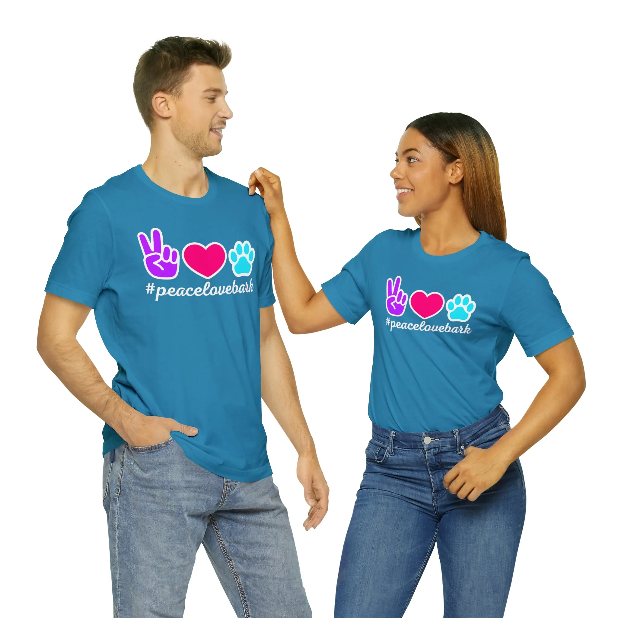 Peace Love Bark Dog T-Shirt | Funny Dog Tee |  Bella Canvas 3001 Unisex | Dog Lovers Short Sleeve Tshirt