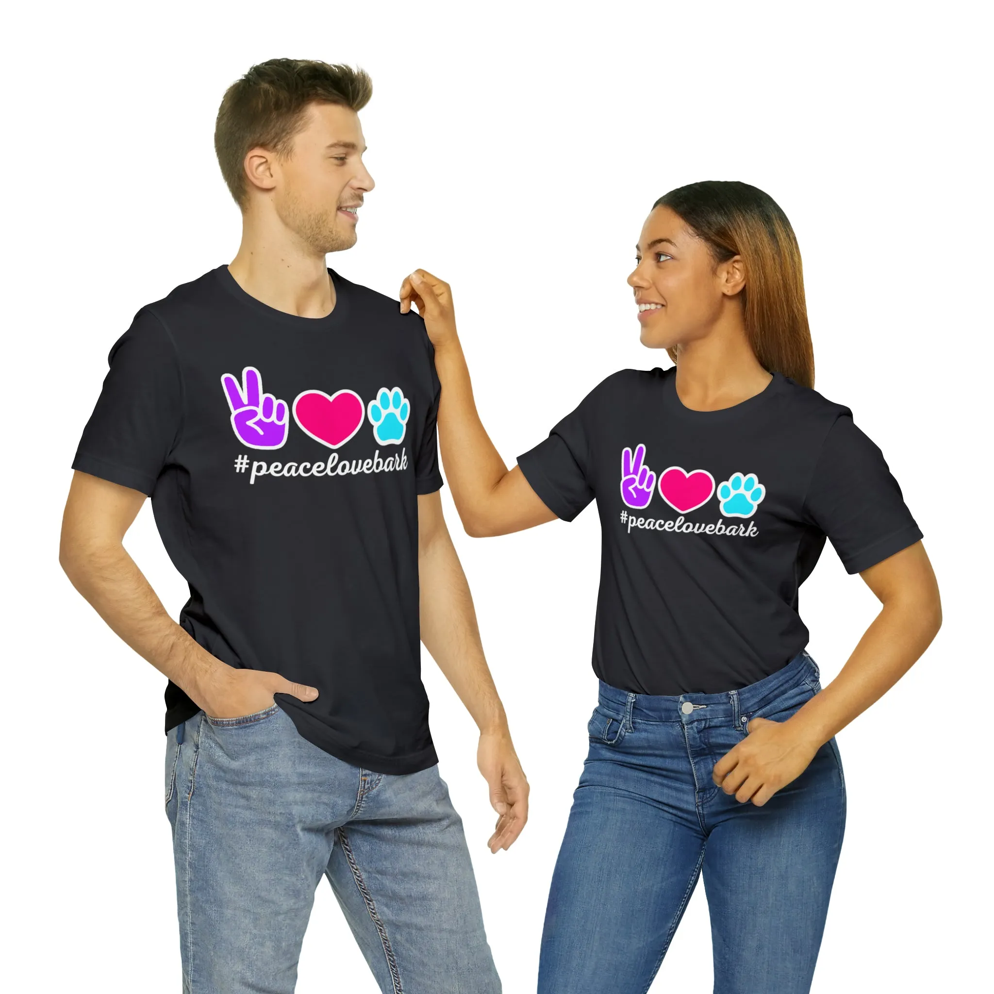 Peace Love Bark Dog T-Shirt | Funny Dog Tee |  Bella Canvas 3001 Unisex | Dog Lovers Short Sleeve Tshirt