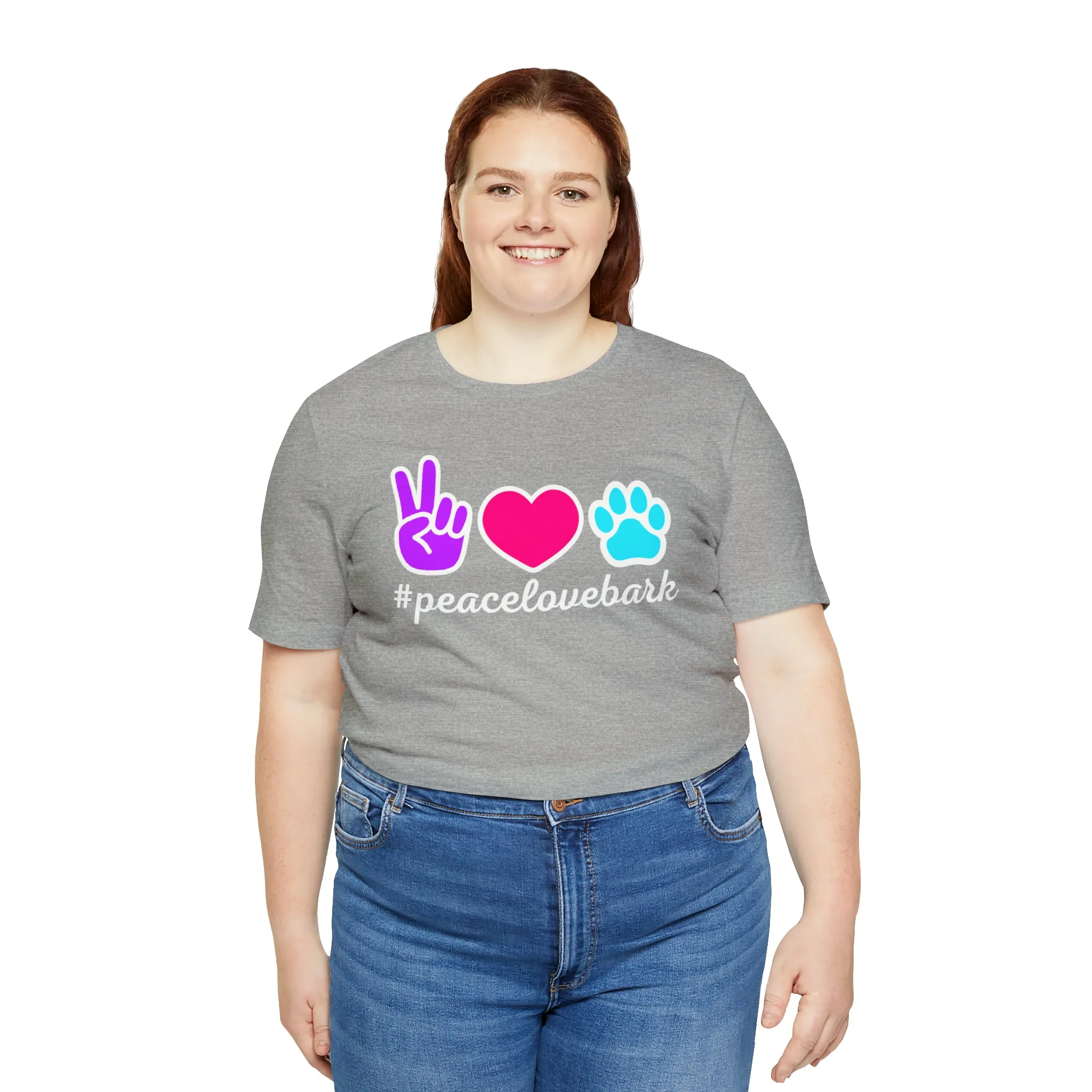 Peace Love Bark Dog T-Shirt | Funny Dog Tee |  Bella Canvas 3001 Unisex | Dog Lovers Short Sleeve Tshirt
