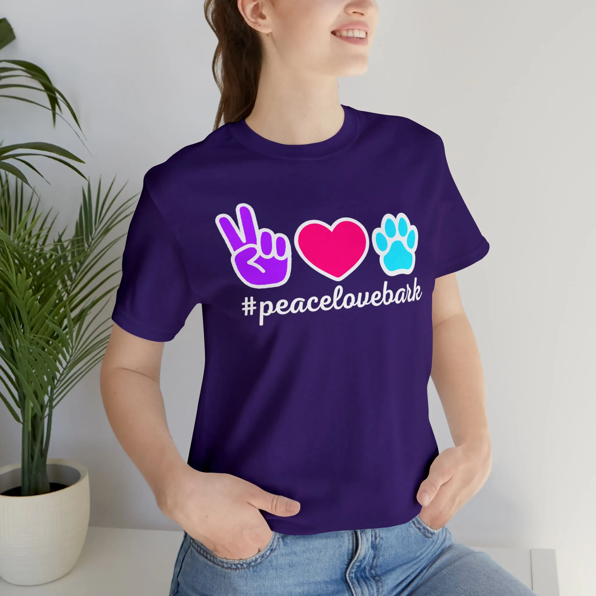 Peace Love Bark Dog T-Shirt | Funny Dog Tee |  Bella Canvas 3001 Unisex | Dog Lovers Short Sleeve Tshirt