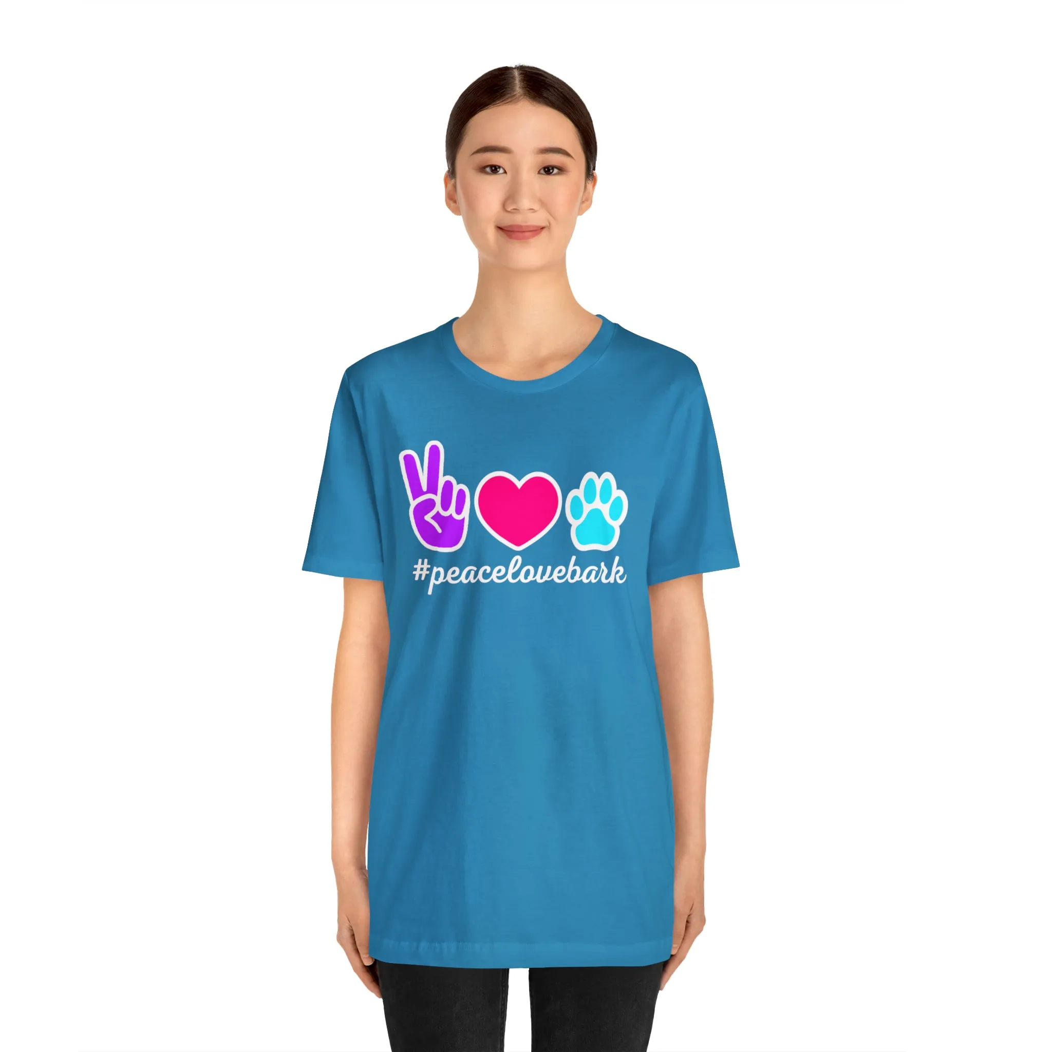 Peace Love Bark Dog T-Shirt | Funny Dog Tee |  Bella Canvas 3001 Unisex | Dog Lovers Short Sleeve Tshirt
