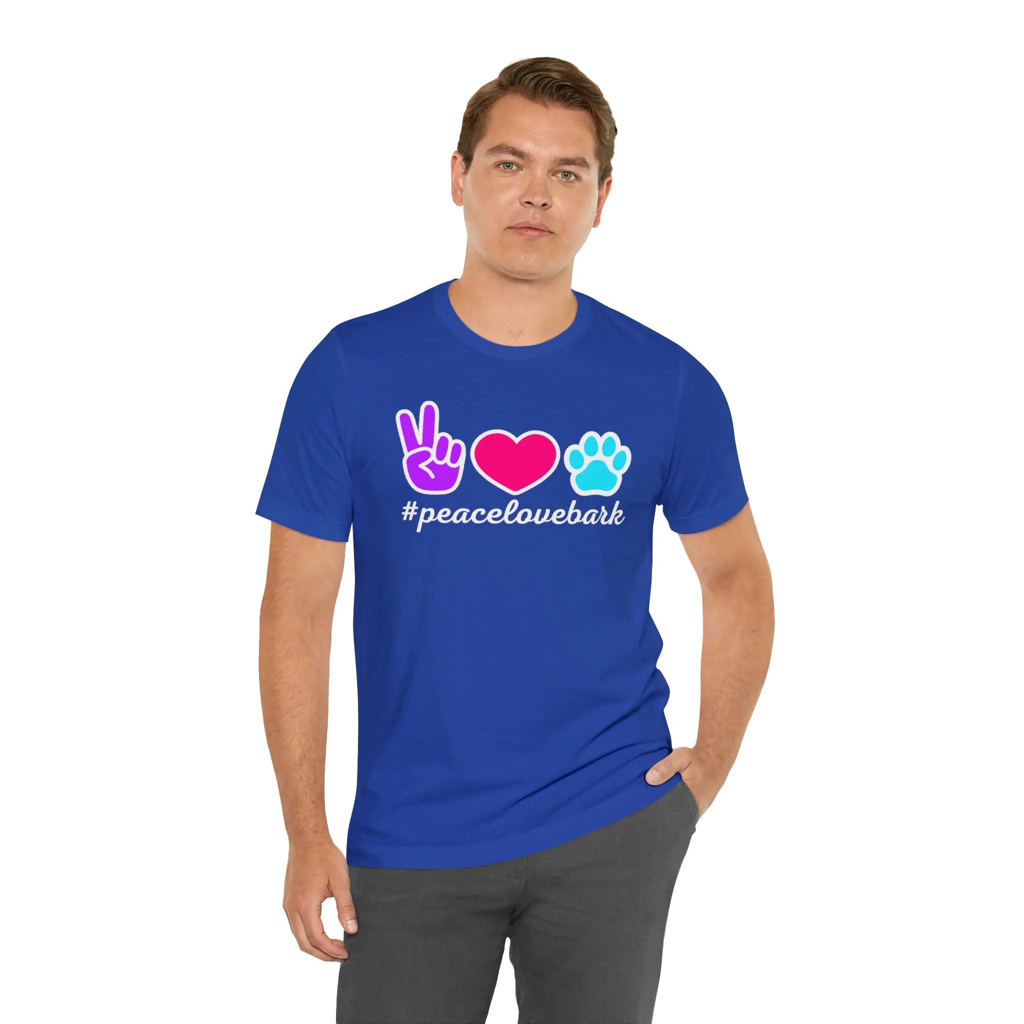 Peace Love Bark Dog T-Shirt | Funny Dog Tee |  Bella Canvas 3001 Unisex | Dog Lovers Short Sleeve Tshirt