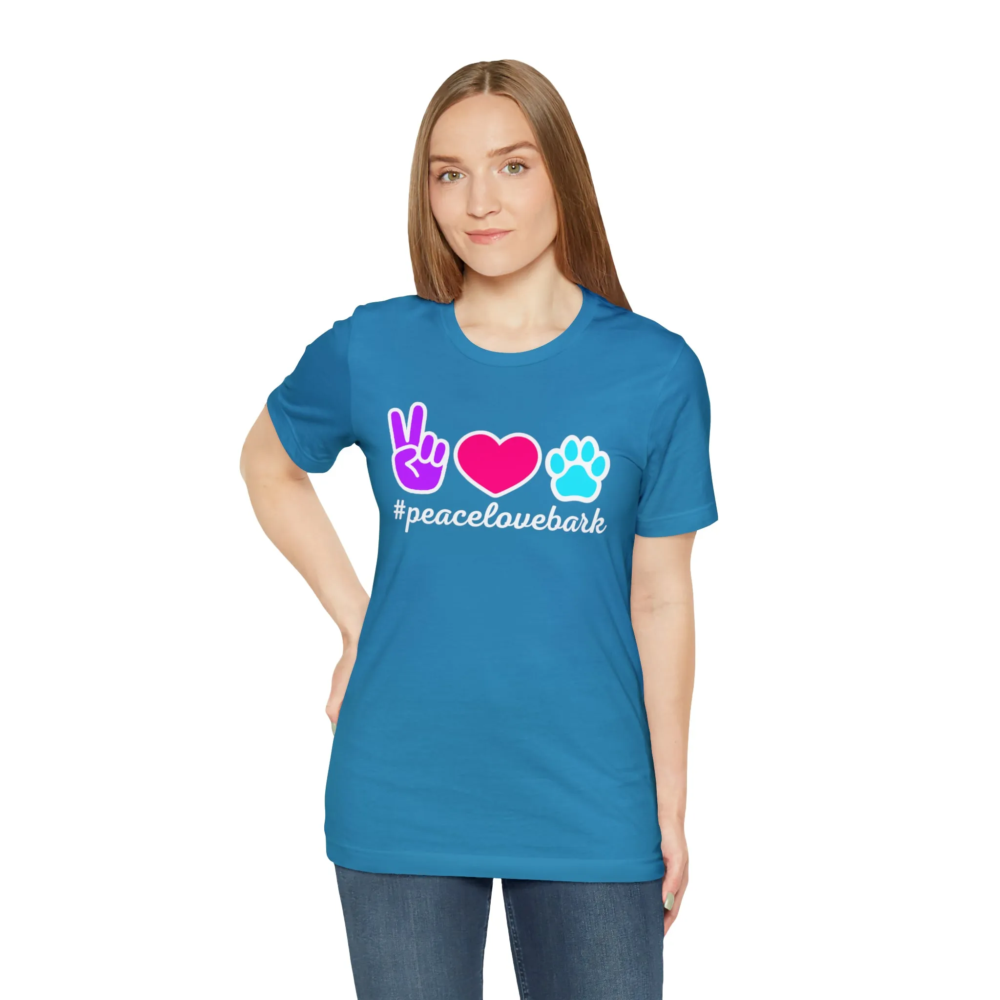 Peace Love Bark Dog T-Shirt | Funny Dog Tee |  Bella Canvas 3001 Unisex | Dog Lovers Short Sleeve Tshirt