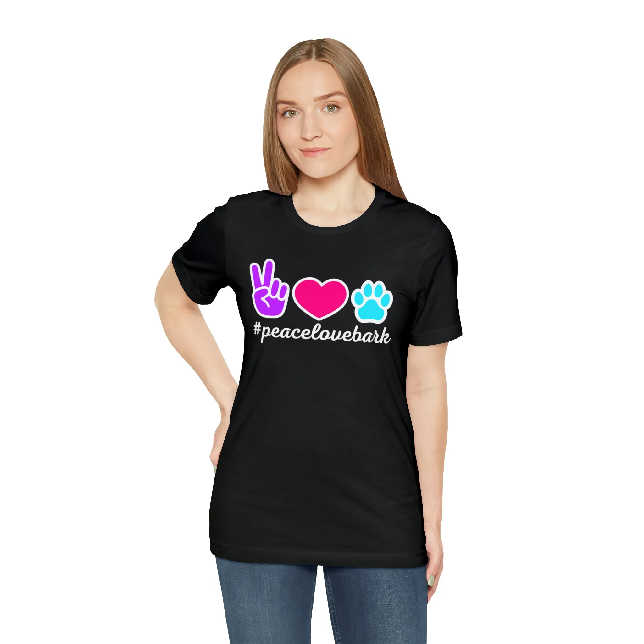 Peace Love Bark Dog T-Shirt | Funny Dog Tee |  Bella Canvas 3001 Unisex | Dog Lovers Short Sleeve Tshirt
