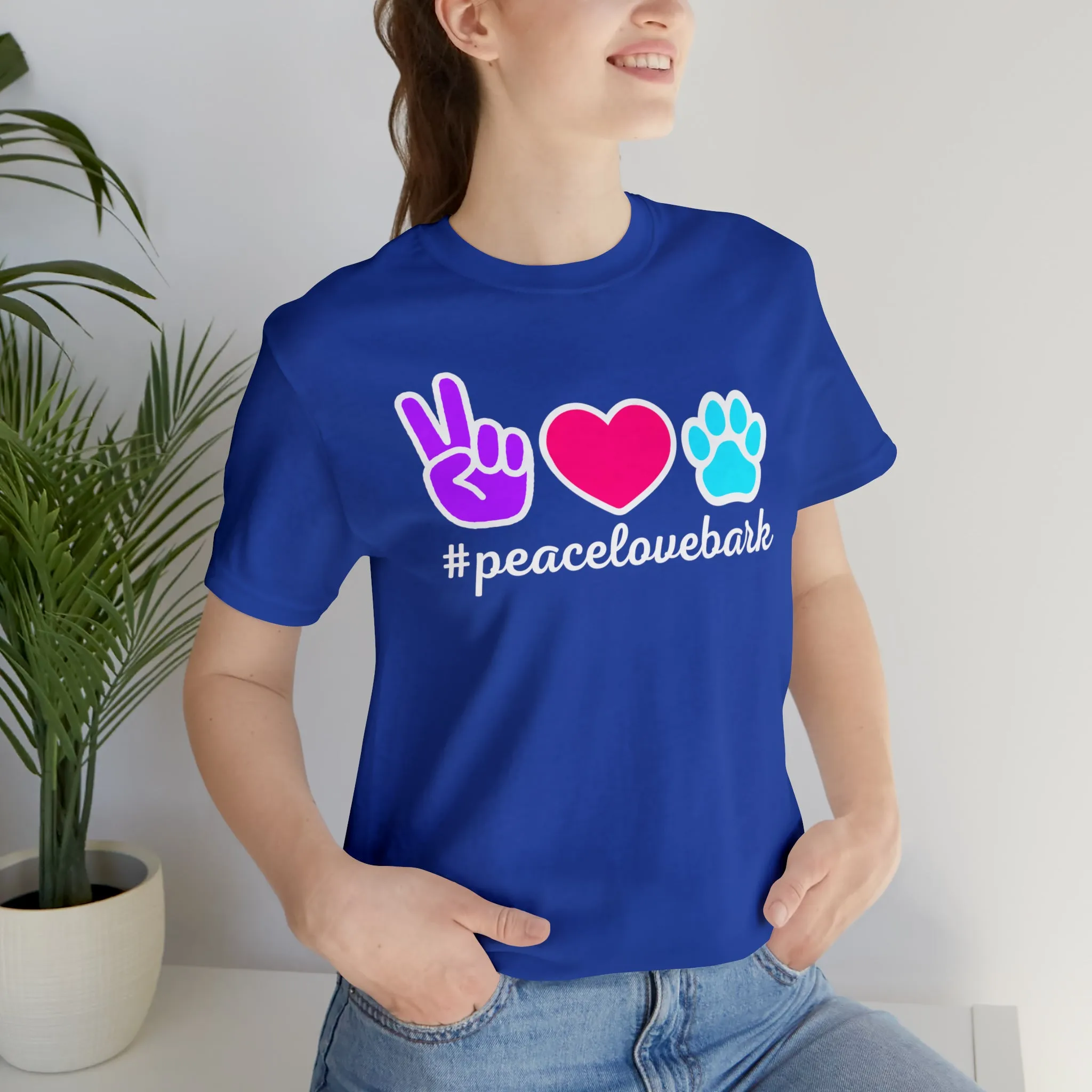 Peace Love Bark Dog T-Shirt | Funny Dog Tee |  Bella Canvas 3001 Unisex | Dog Lovers Short Sleeve Tshirt