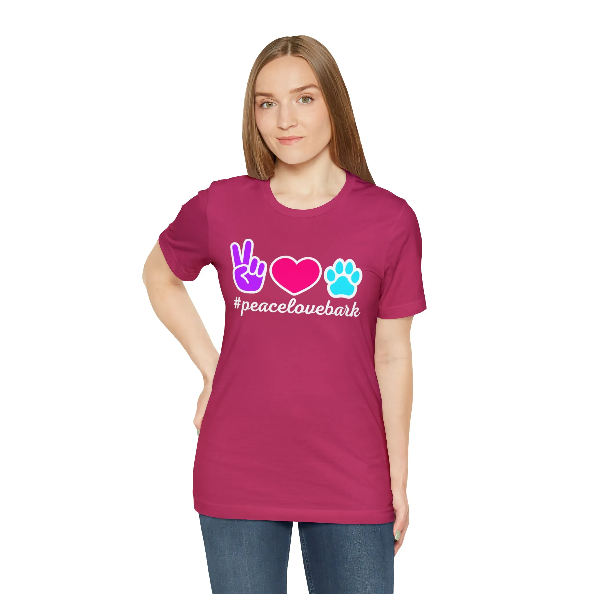 Peace Love Bark Dog T-Shirt | Funny Dog Tee |  Bella Canvas 3001 Unisex | Dog Lovers Short Sleeve Tshirt