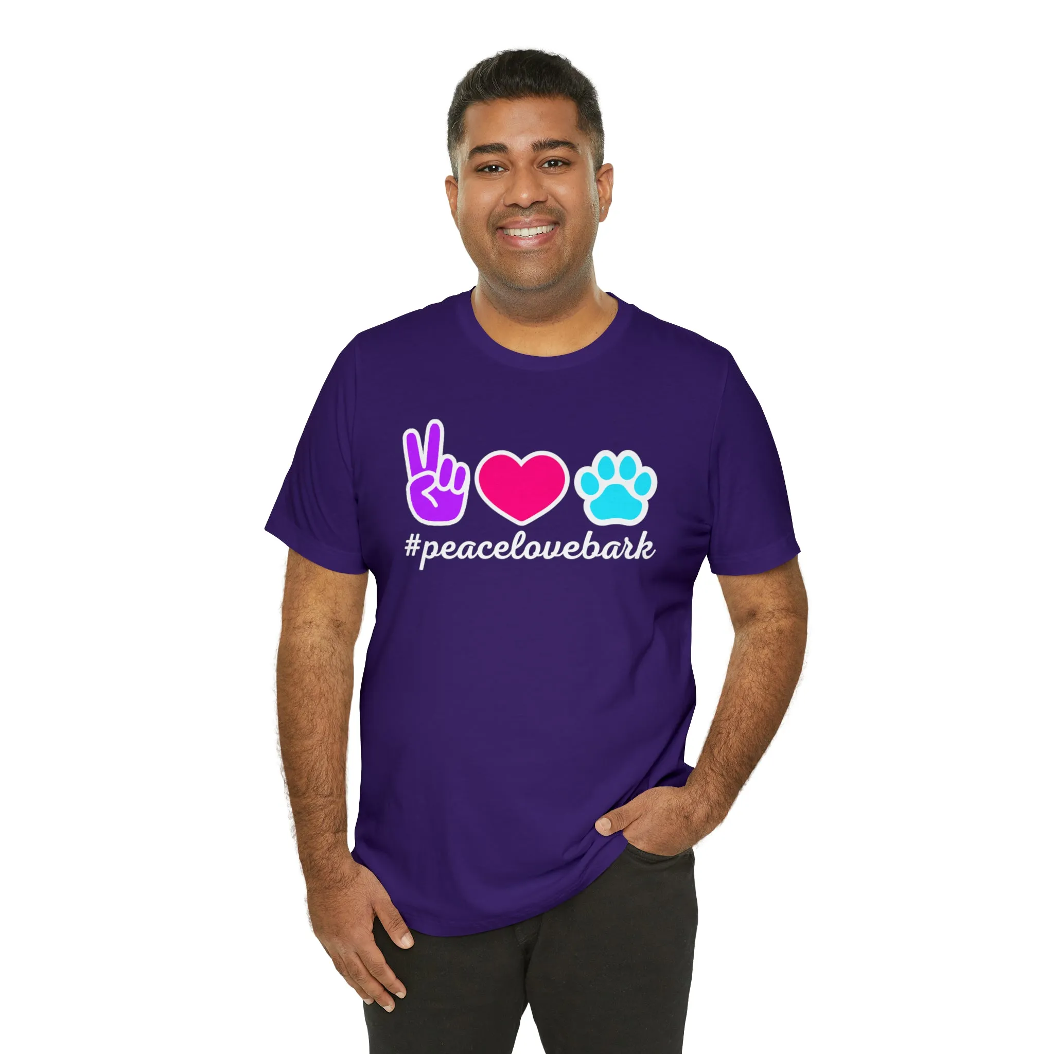 Peace Love Bark Dog T-Shirt | Funny Dog Tee |  Bella Canvas 3001 Unisex | Dog Lovers Short Sleeve Tshirt