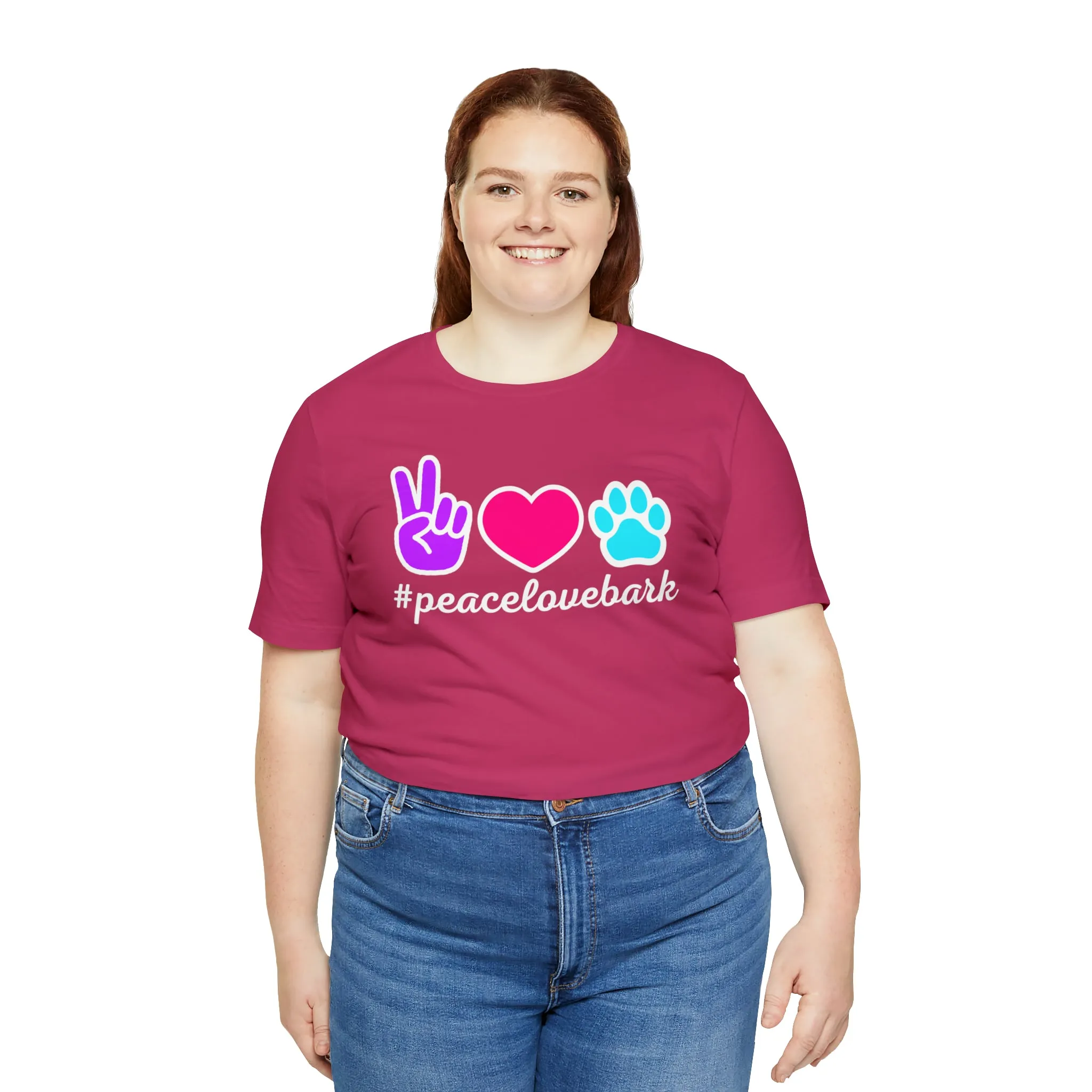 Peace Love Bark Dog T-Shirt | Funny Dog Tee |  Bella Canvas 3001 Unisex | Dog Lovers Short Sleeve Tshirt