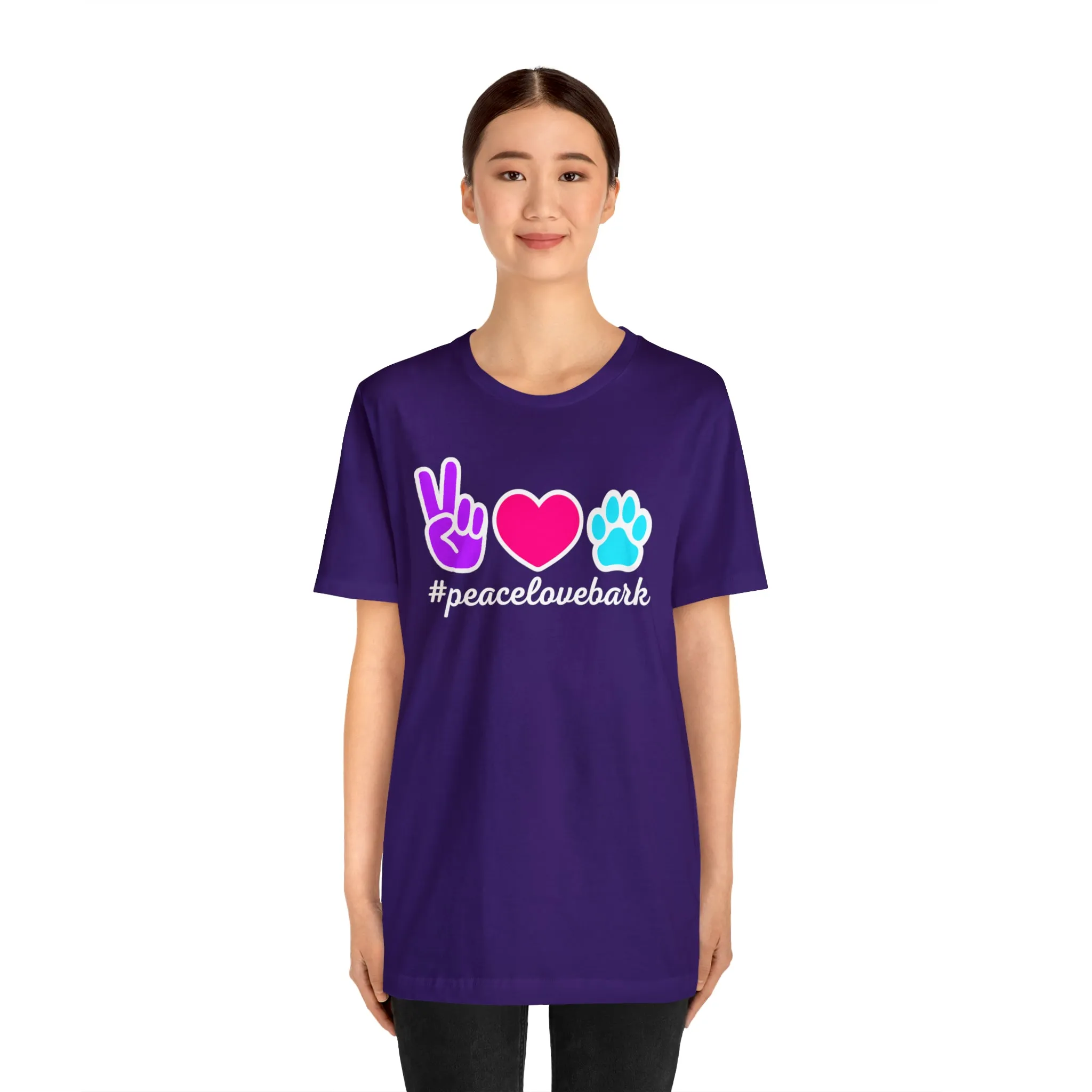Peace Love Bark Dog T-Shirt | Funny Dog Tee |  Bella Canvas 3001 Unisex | Dog Lovers Short Sleeve Tshirt