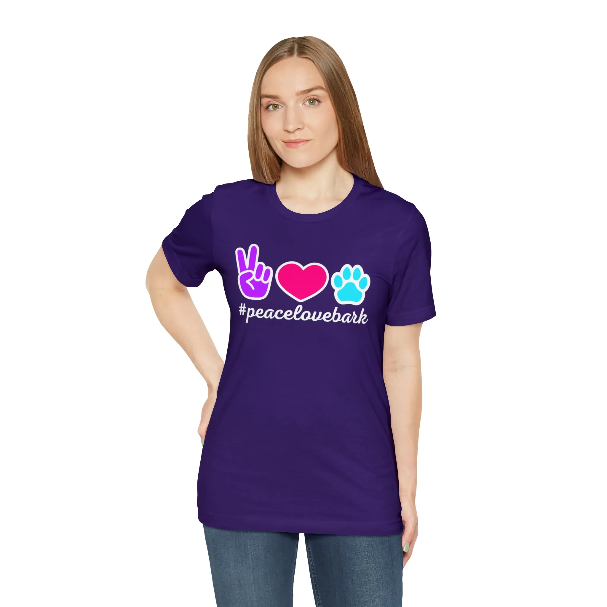 Peace Love Bark Dog T-Shirt | Funny Dog Tee |  Bella Canvas 3001 Unisex | Dog Lovers Short Sleeve Tshirt