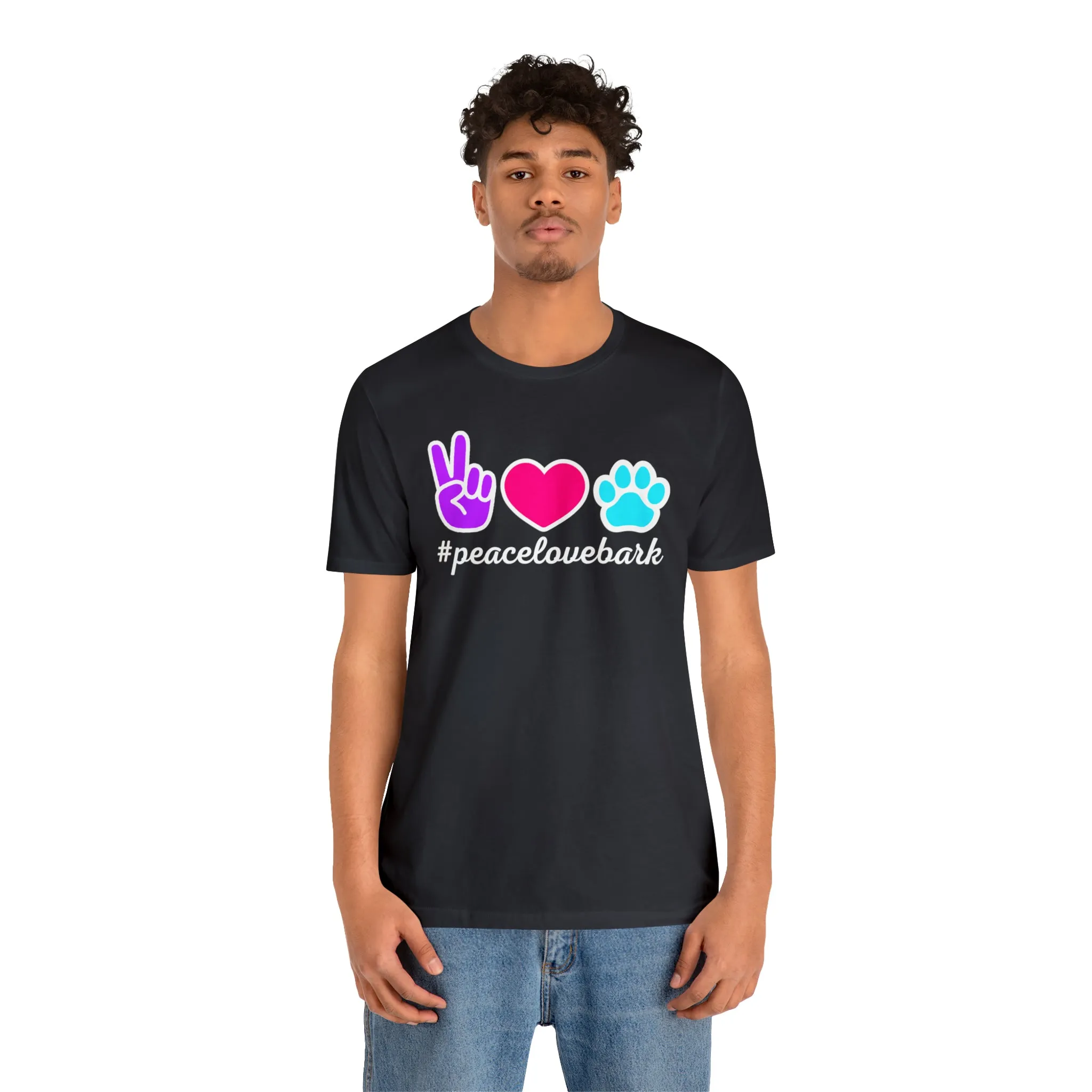Peace Love Bark Dog T-Shirt | Funny Dog Tee |  Bella Canvas 3001 Unisex | Dog Lovers Short Sleeve Tshirt