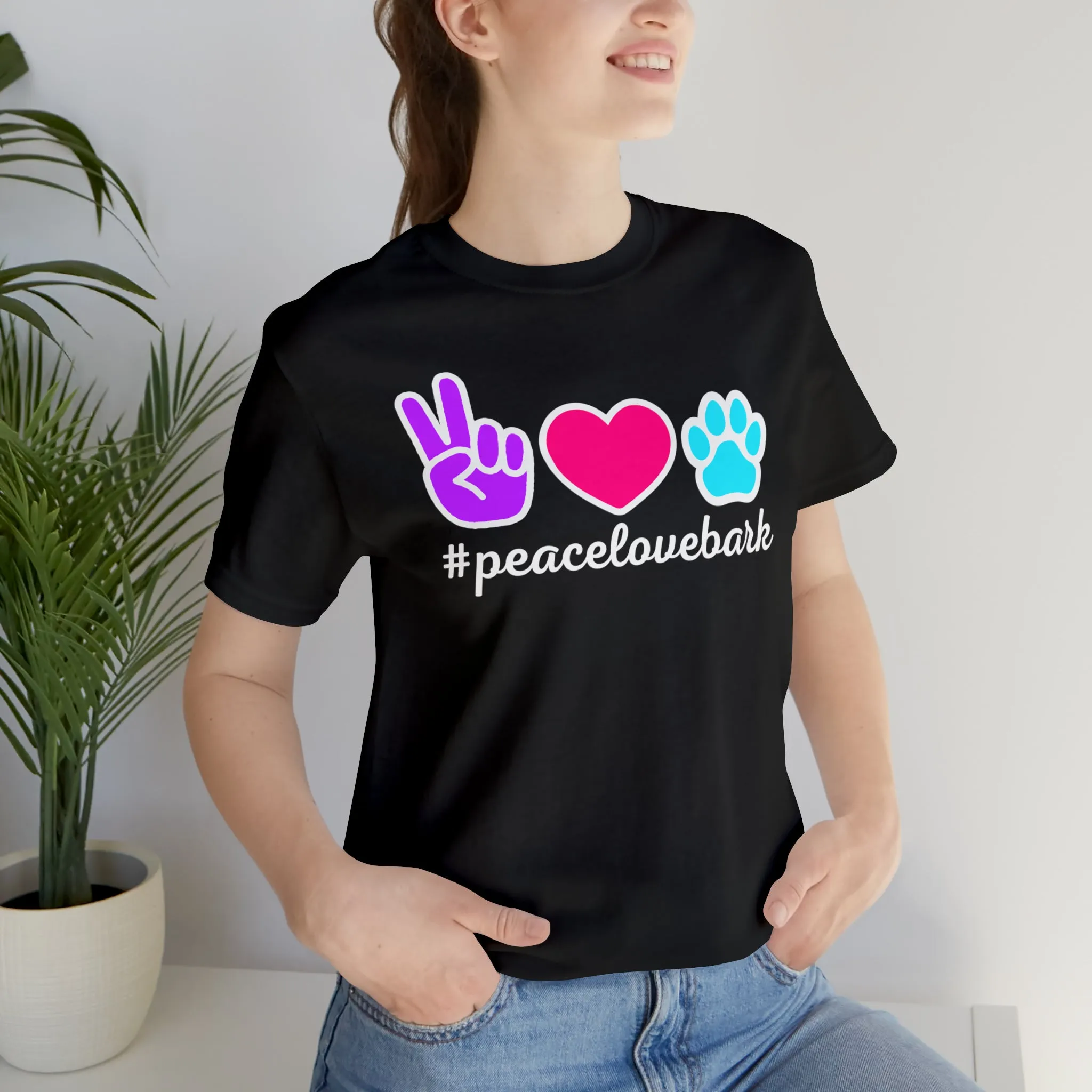Peace Love Bark Dog T-Shirt | Funny Dog Tee |  Bella Canvas 3001 Unisex | Dog Lovers Short Sleeve Tshirt