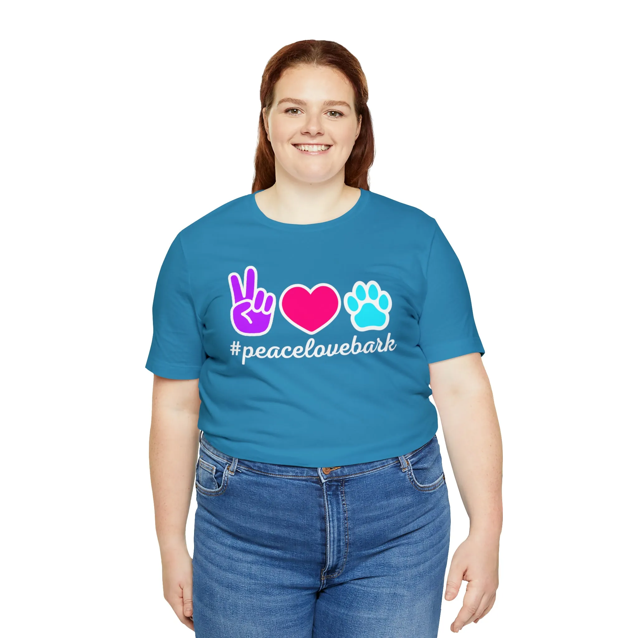 Peace Love Bark Dog T-Shirt | Funny Dog Tee |  Bella Canvas 3001 Unisex | Dog Lovers Short Sleeve Tshirt