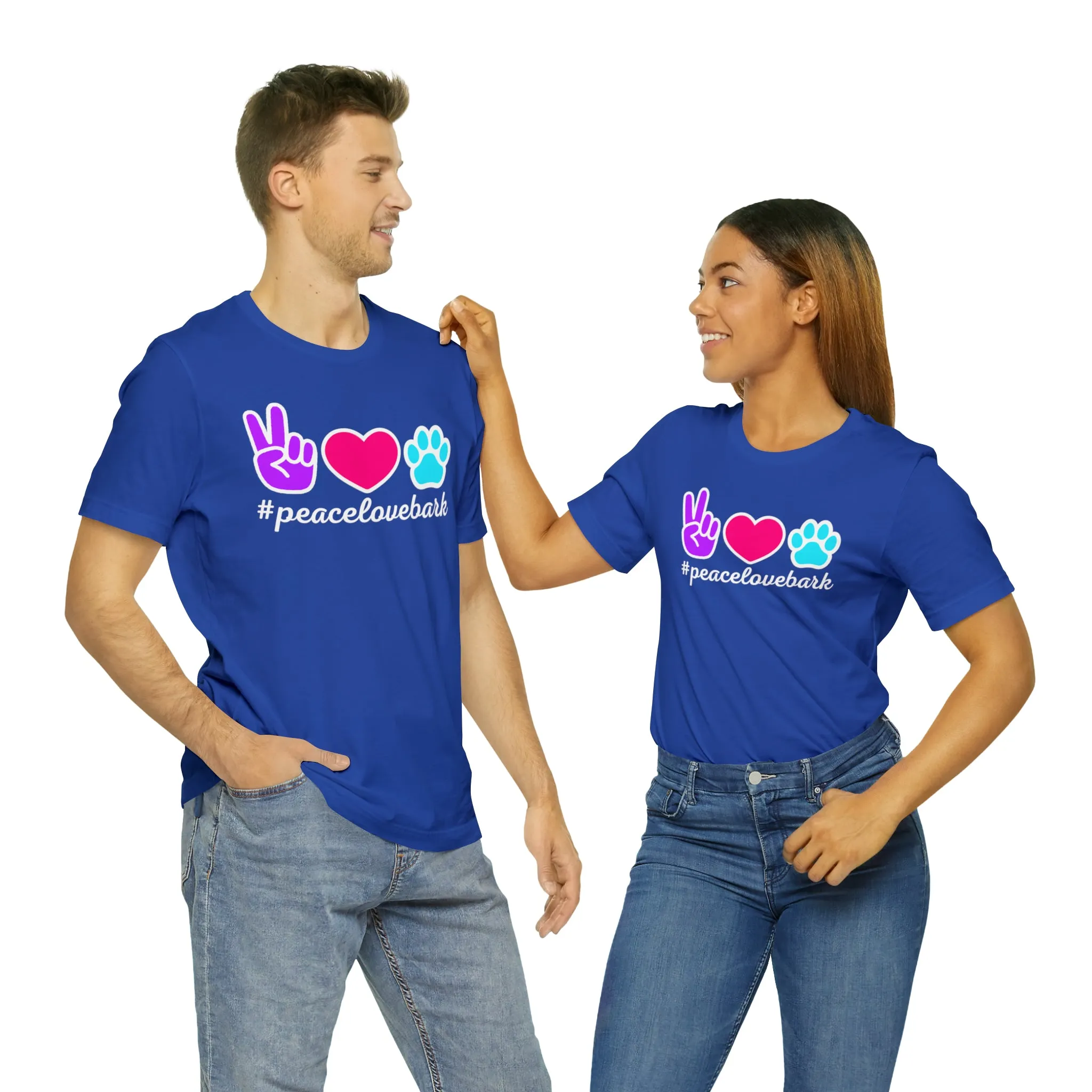 Peace Love Bark Dog T-Shirt | Funny Dog Tee |  Bella Canvas 3001 Unisex | Dog Lovers Short Sleeve Tshirt