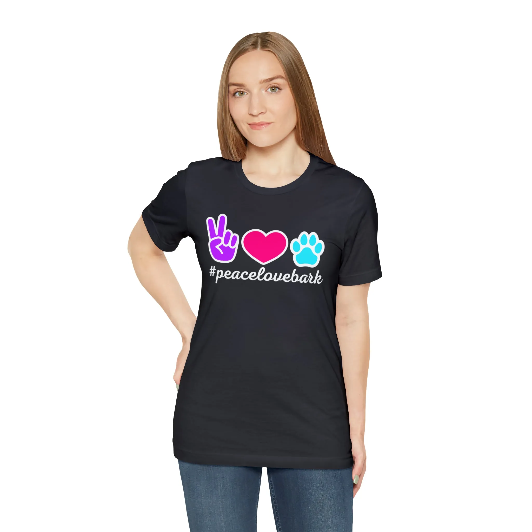 Peace Love Bark Dog T-Shirt | Funny Dog Tee |  Bella Canvas 3001 Unisex | Dog Lovers Short Sleeve Tshirt