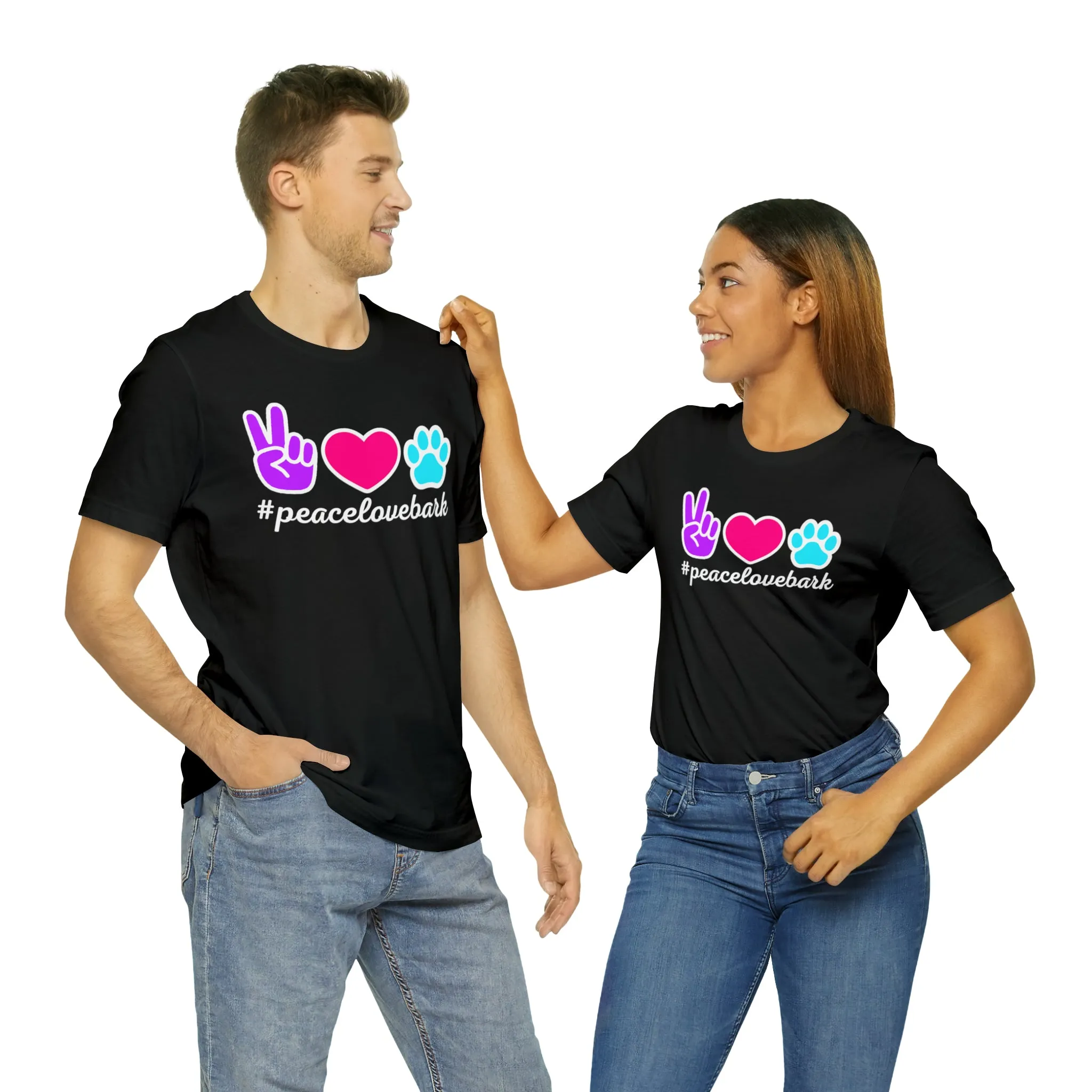 Peace Love Bark Dog T-Shirt | Funny Dog Tee |  Bella Canvas 3001 Unisex | Dog Lovers Short Sleeve Tshirt