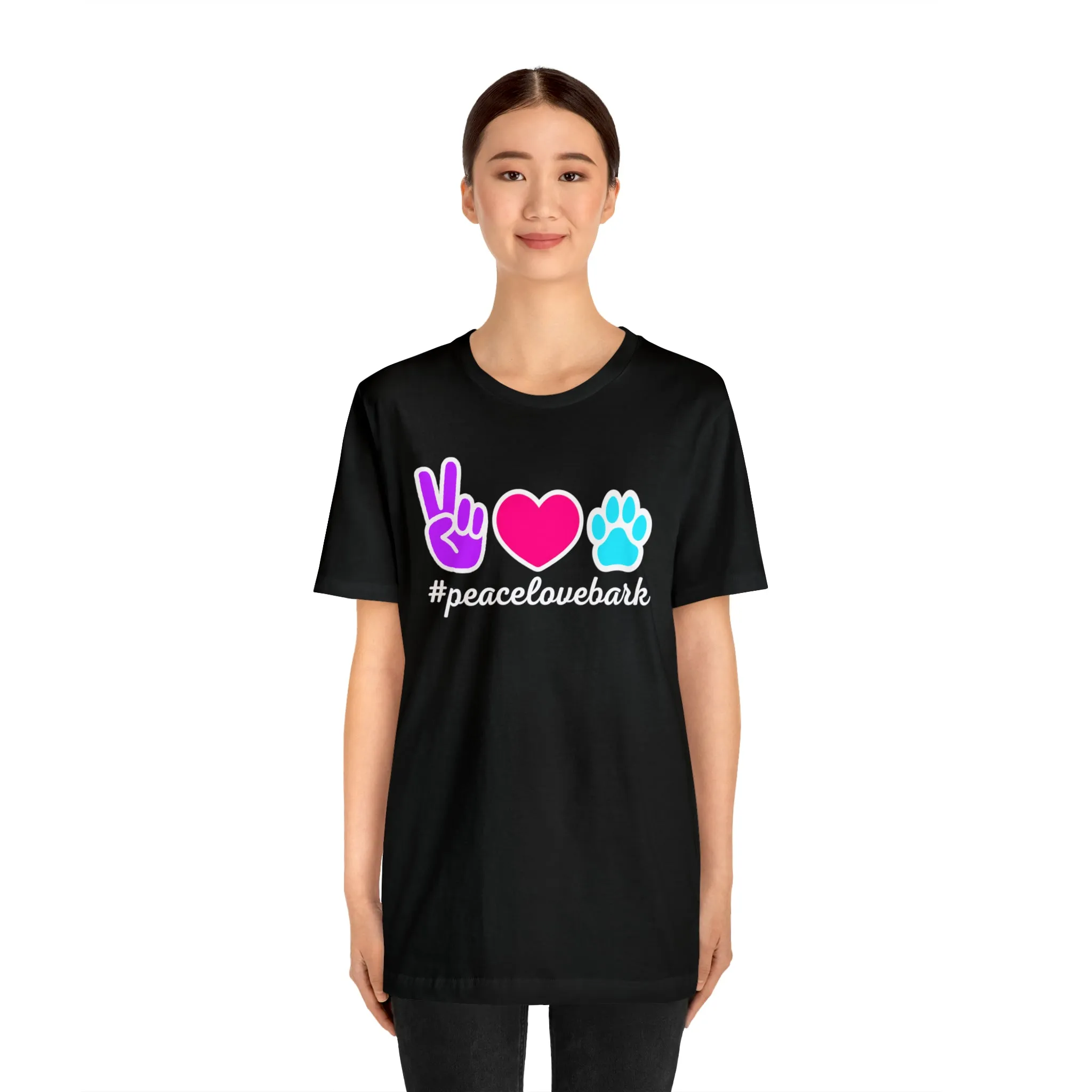 Peace Love Bark Dog T-Shirt | Funny Dog Tee |  Bella Canvas 3001 Unisex | Dog Lovers Short Sleeve Tshirt
