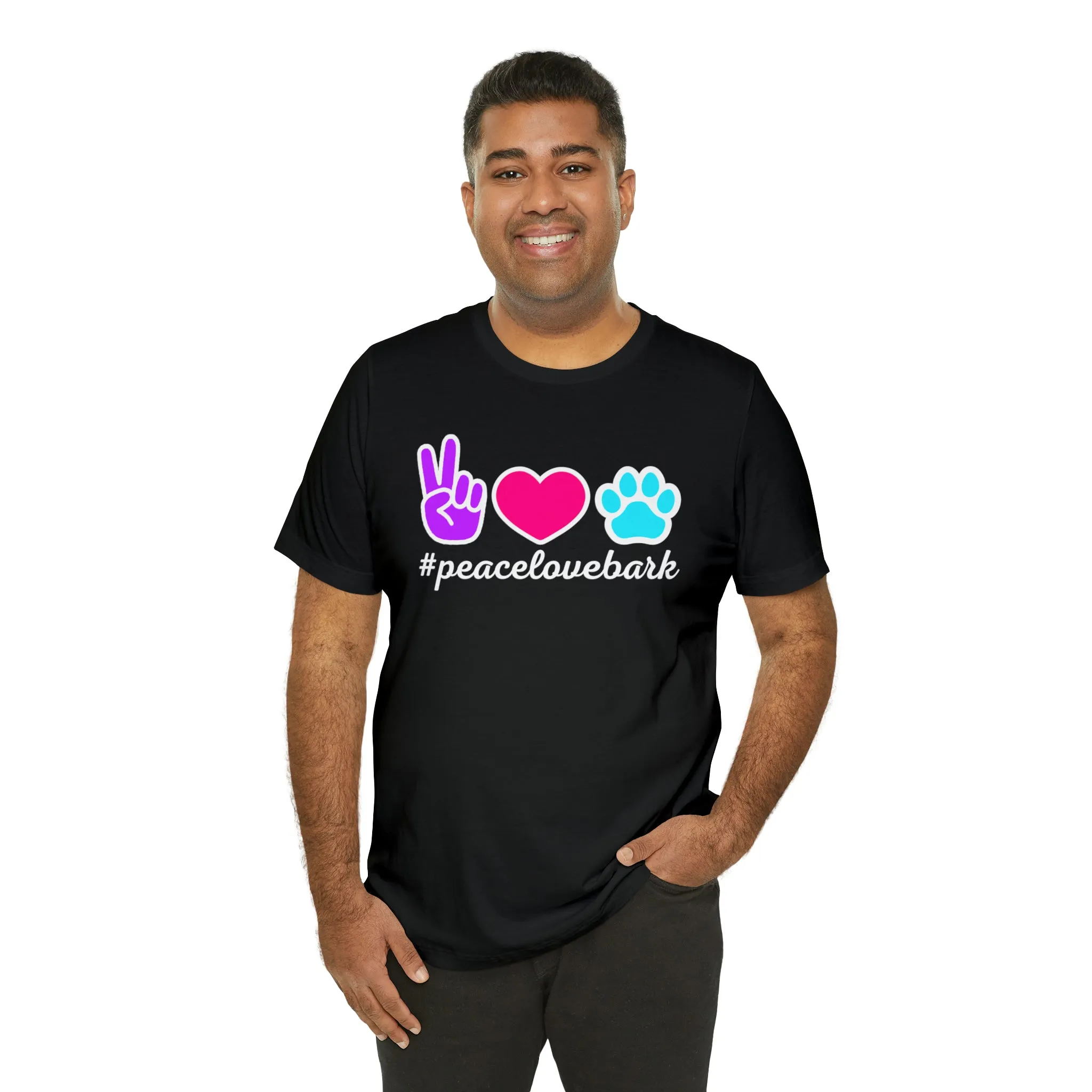 Peace Love Bark Dog T-Shirt | Funny Dog Tee |  Bella Canvas 3001 Unisex | Dog Lovers Short Sleeve Tshirt