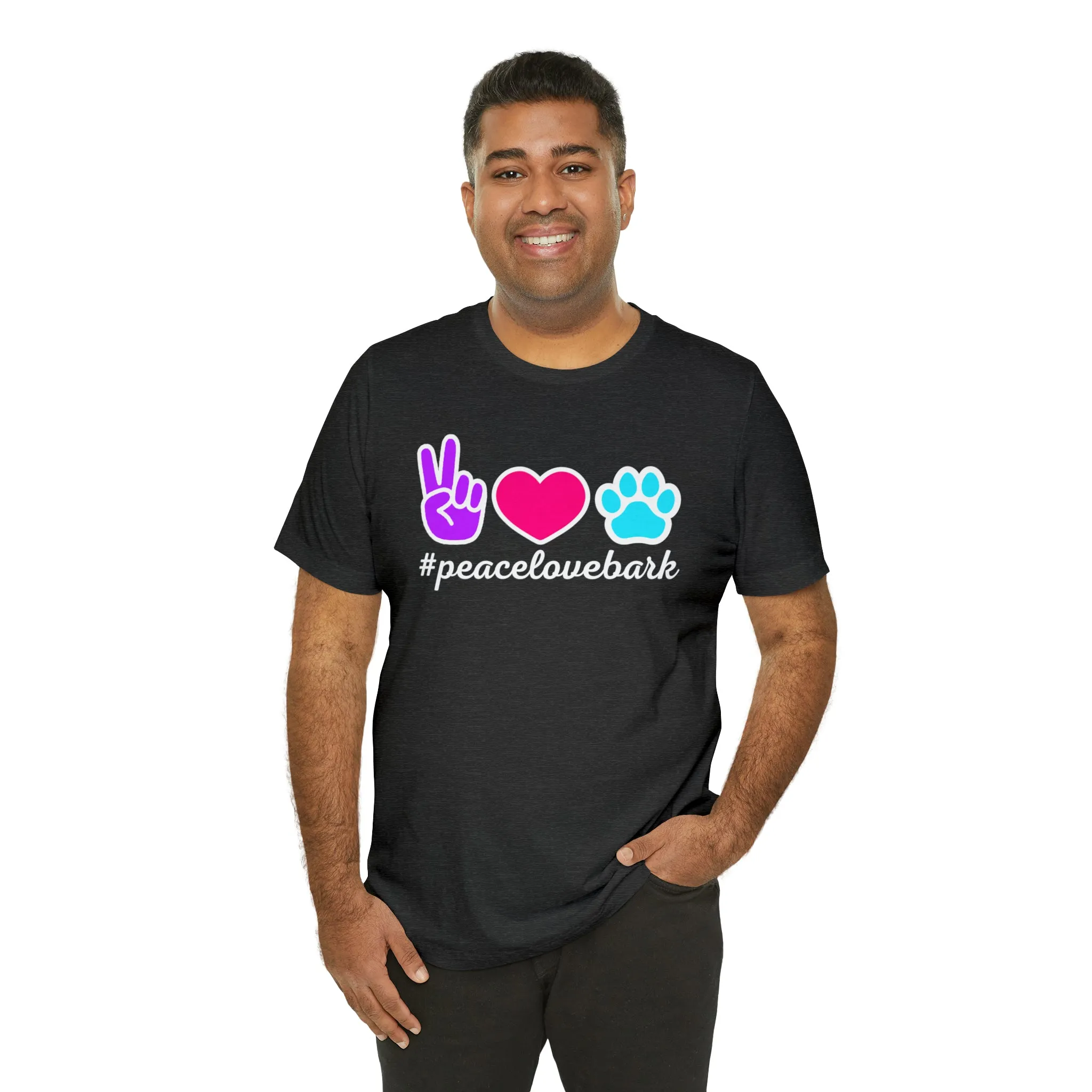 Peace Love Bark Dog T-Shirt | Funny Dog Tee |  Bella Canvas 3001 Unisex | Dog Lovers Short Sleeve Tshirt