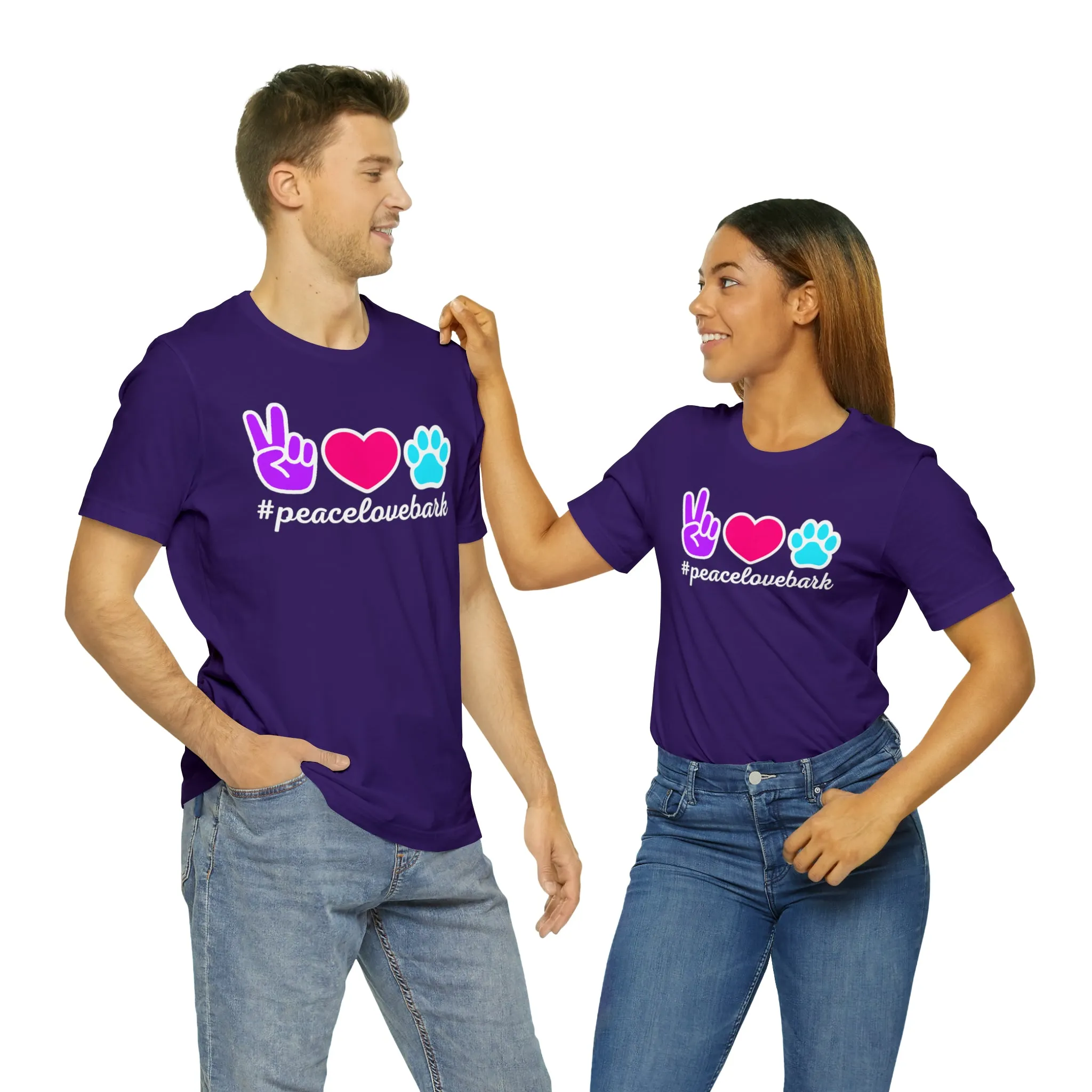 Peace Love Bark Dog T-Shirt | Funny Dog Tee |  Bella Canvas 3001 Unisex | Dog Lovers Short Sleeve Tshirt