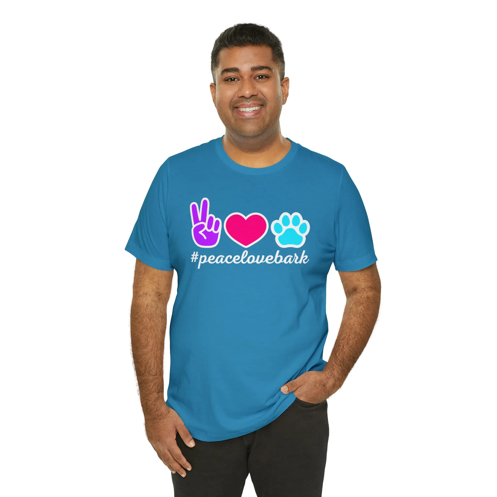 Peace Love Bark Dog T-Shirt | Funny Dog Tee |  Bella Canvas 3001 Unisex | Dog Lovers Short Sleeve Tshirt