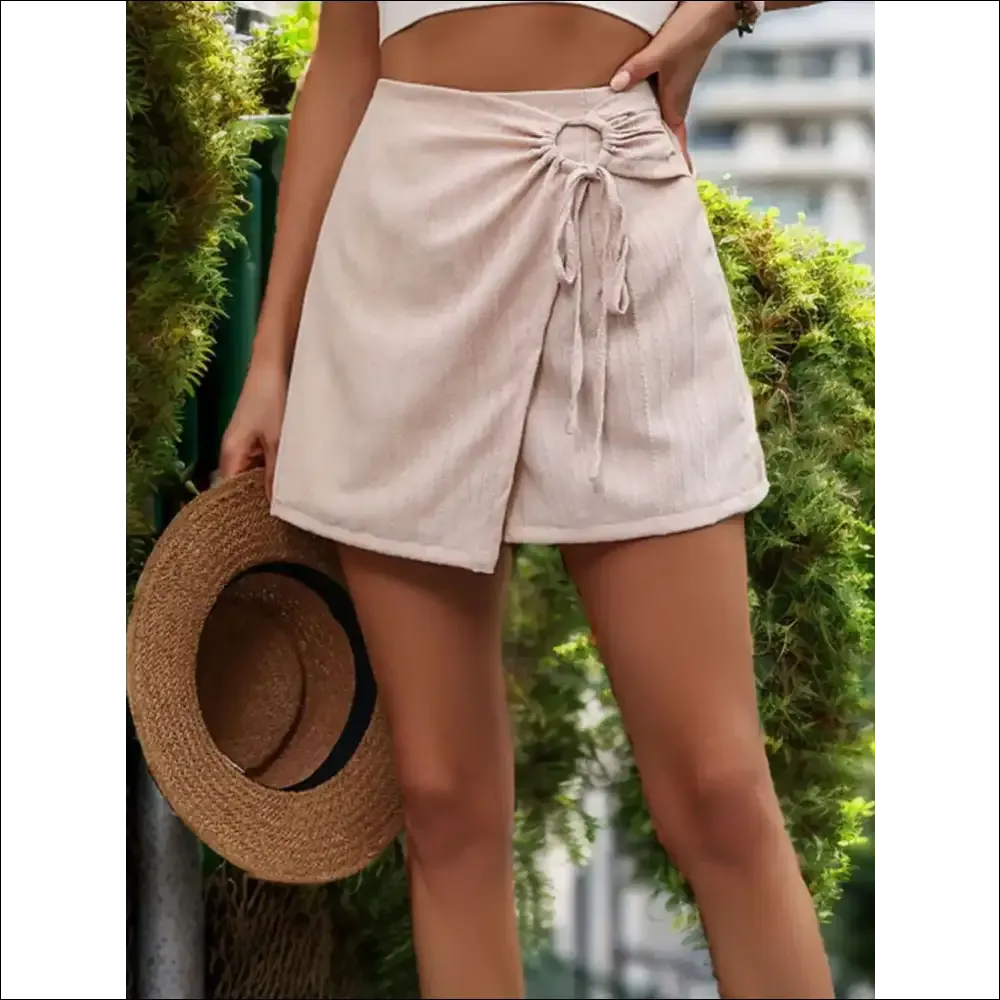 Perfee Tied Ruched Elastic Waist Shorts