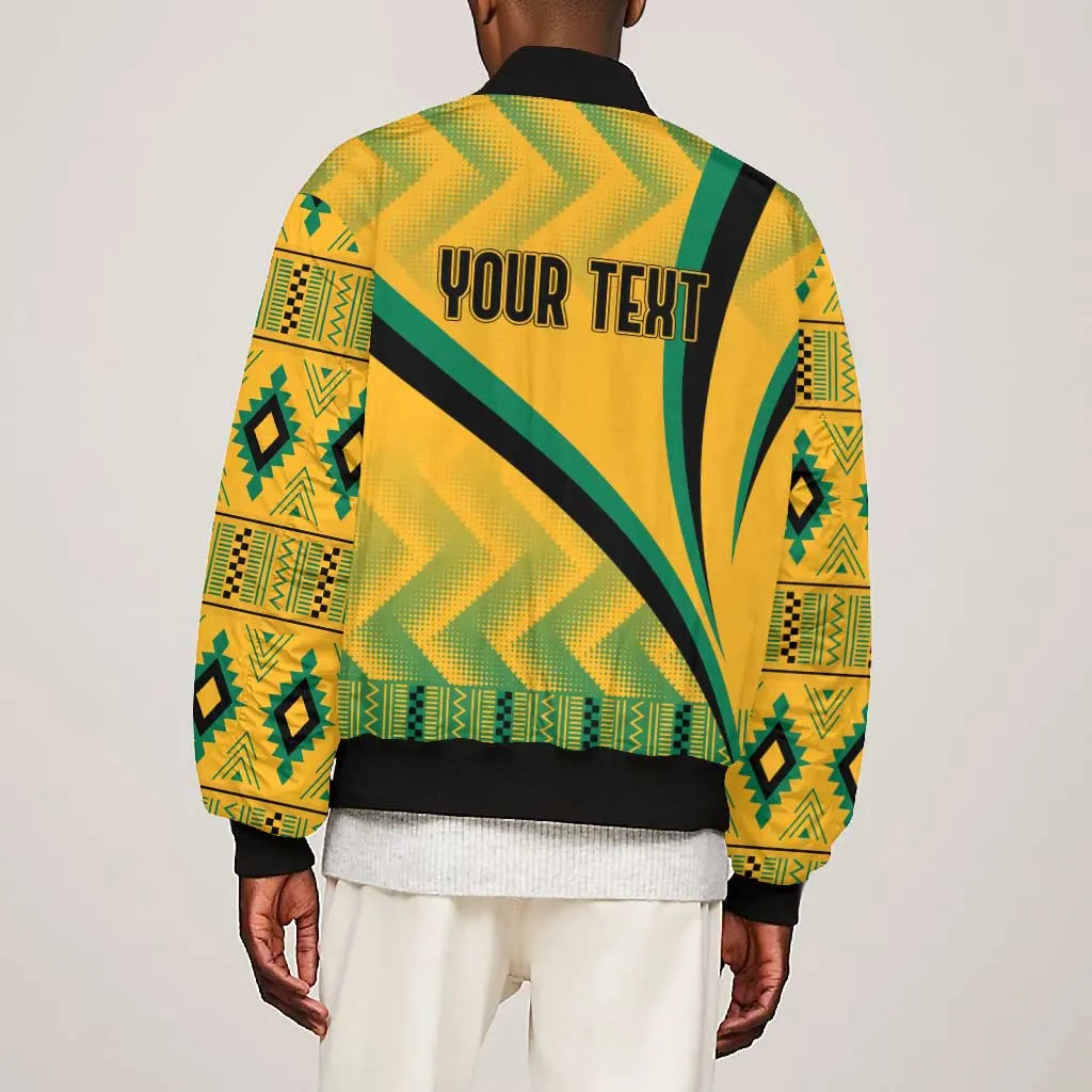 Personalised Jamaica Bomber Jacket Kente Pattern Basic - Yellow LT7