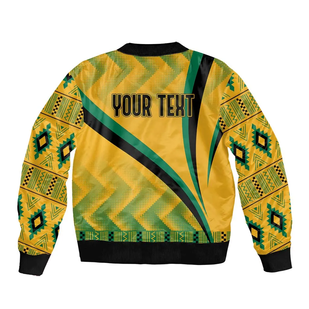 Personalised Jamaica Bomber Jacket Kente Pattern Basic - Yellow LT7