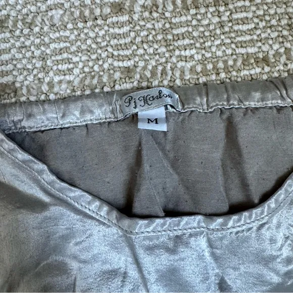 PJ Harlow Pajama Mikel Silver Silky Shorts &amp; Anne Sleeveless Tank Top | M