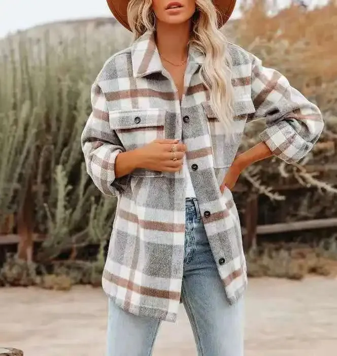 Plaid Oversized Shacket for Women