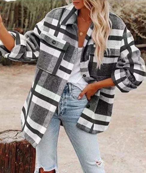 Plaid Oversized Shacket for Women
