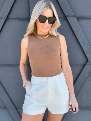 Pleated Shorts In White