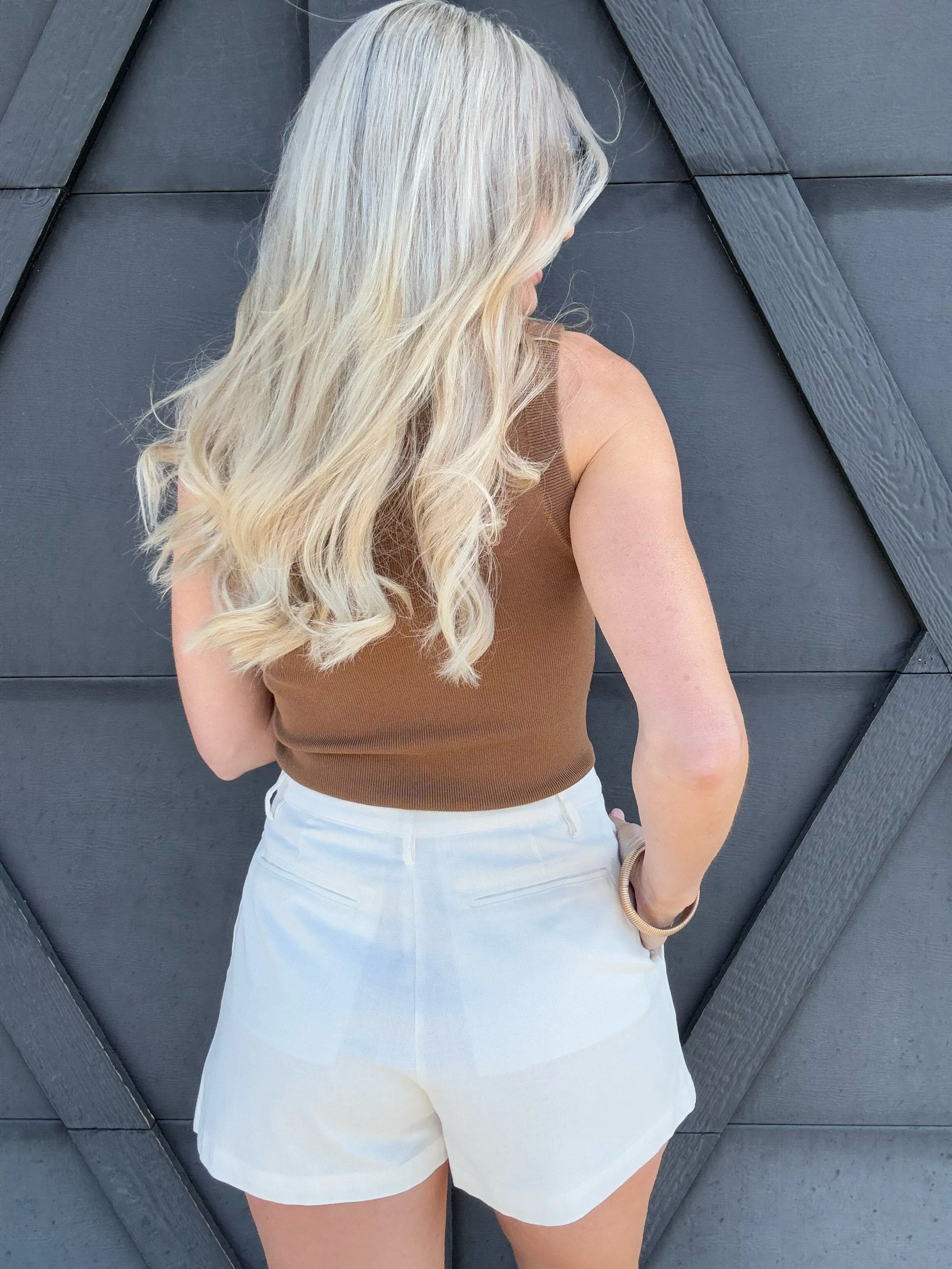 Pleated Shorts In White