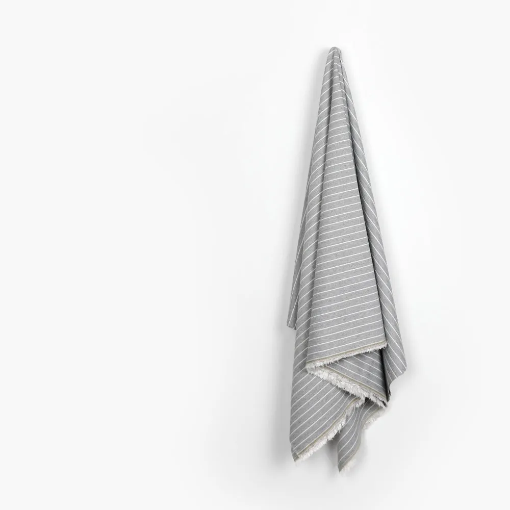 Poly / Cotton Herringbone Stripe - Granite