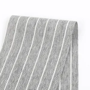 Poly / Cotton Herringbone Stripe - Granite