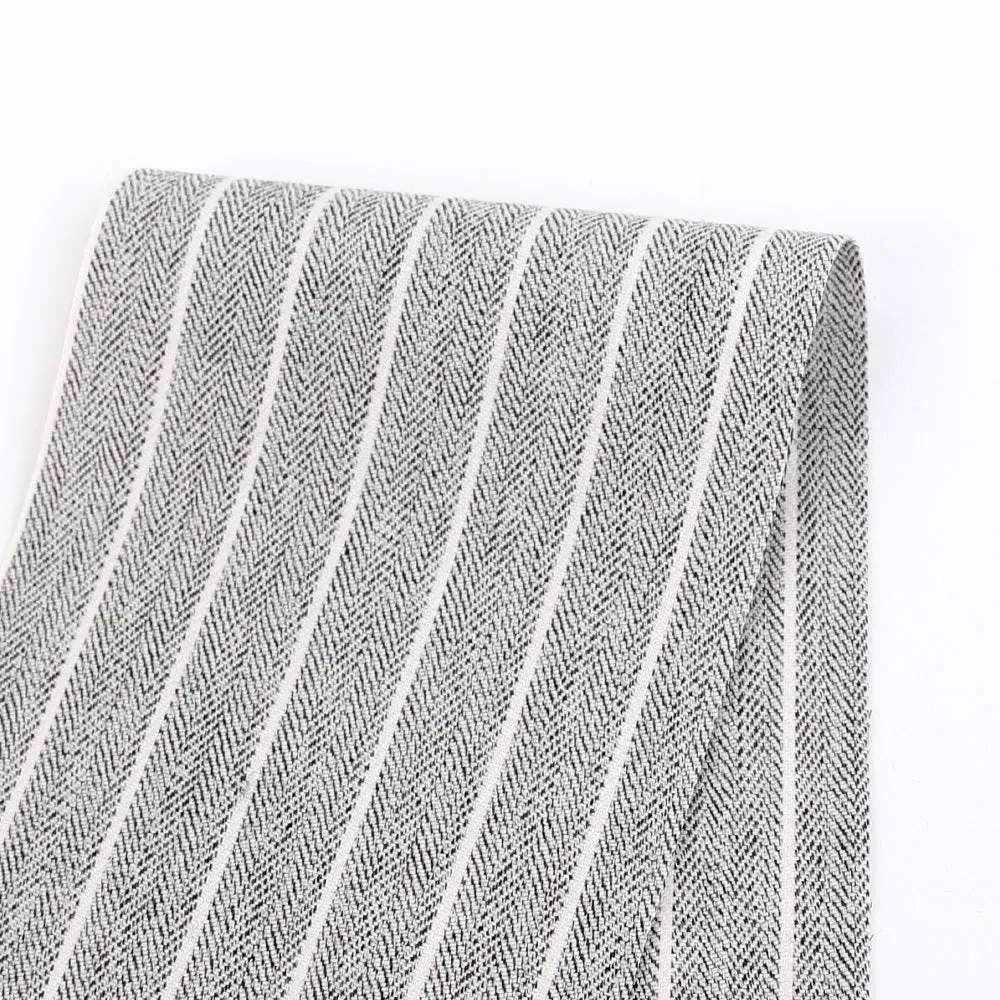 Poly / Cotton Herringbone Stripe - Granite