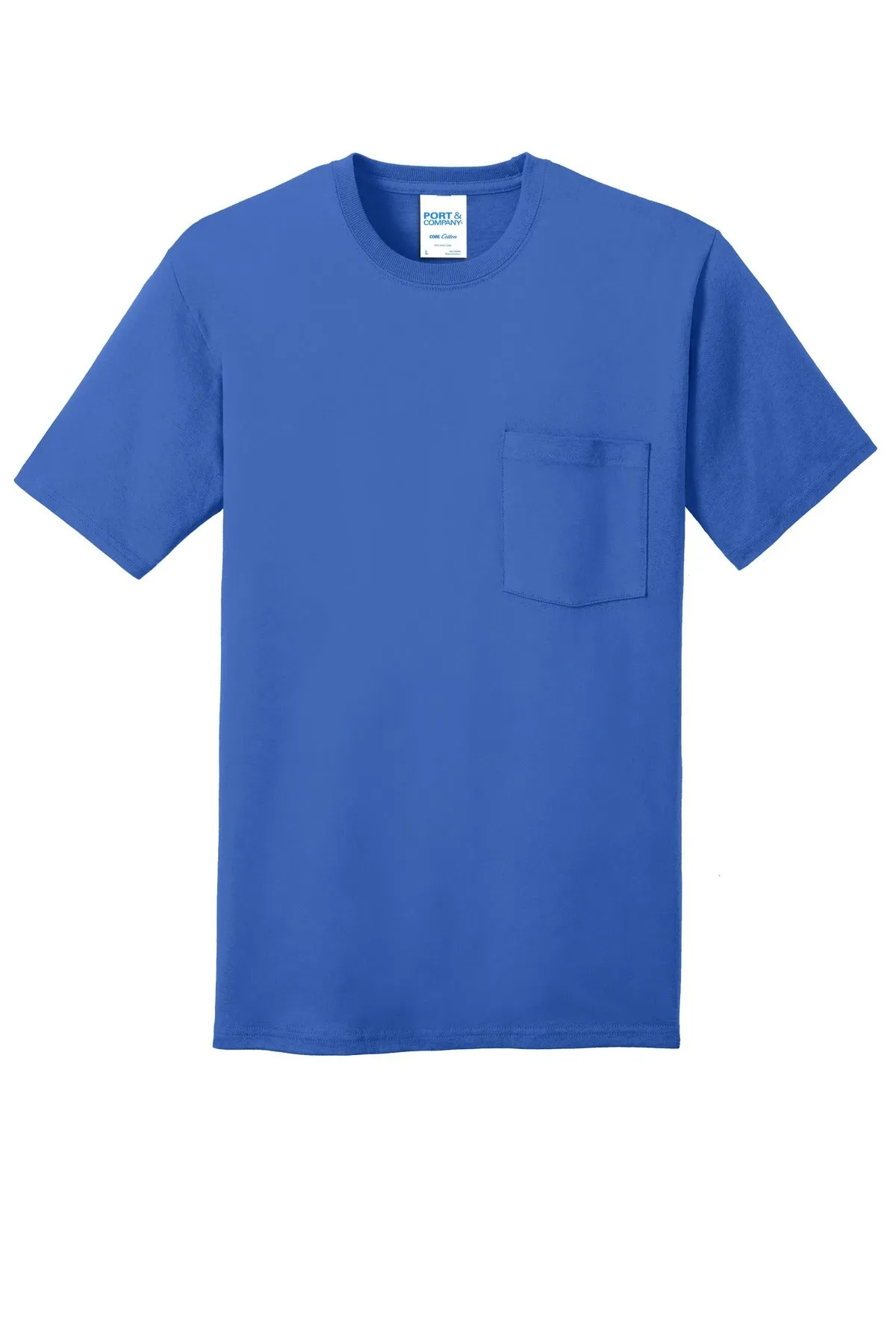 Port & Company Core Cotton Pocket Tee. PC54P Royal