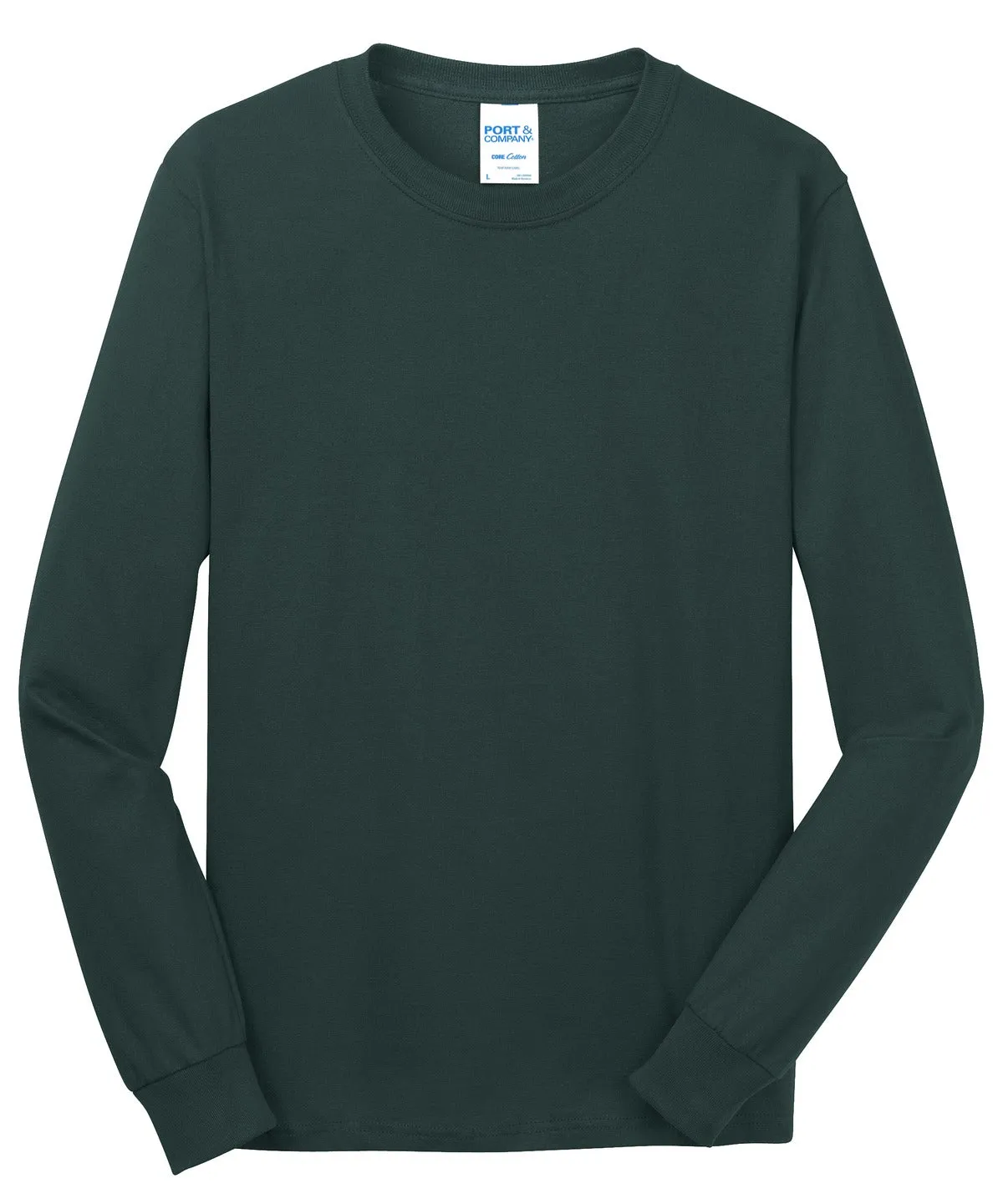 Port & Company Long Sleeve Core Cotton Tee. PC54LS Dark Green