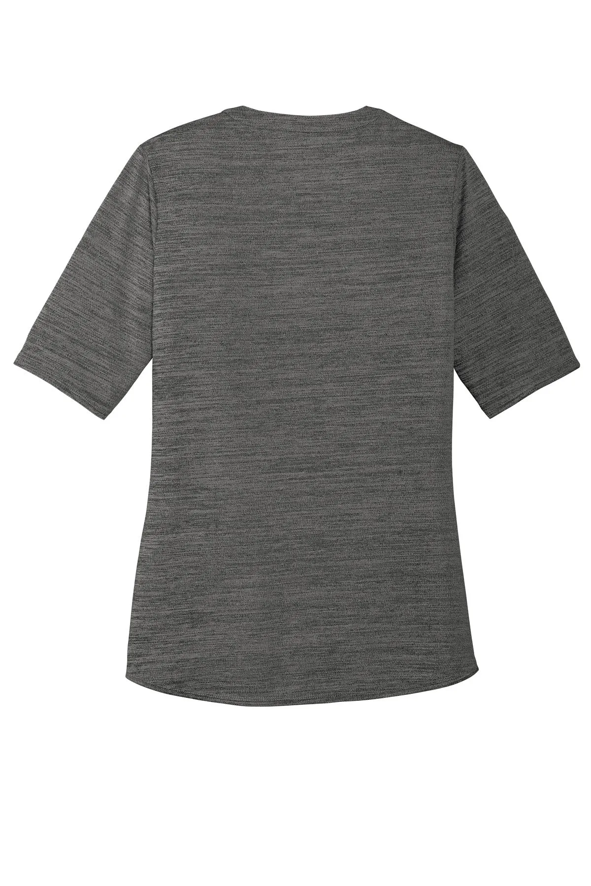 Port Authority  Women's Stretch Heather Open Neck Top  LK583 Black/ Thunder Grey