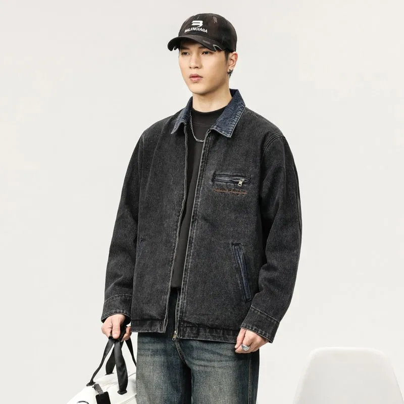 Quality Men's Zip Up Trucker Jacket for Casual Style