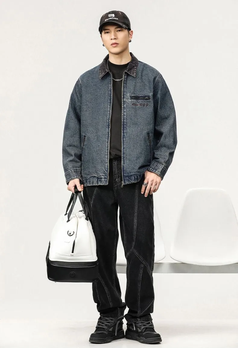 Quality Men's Zip Up Trucker Jacket for Casual Style