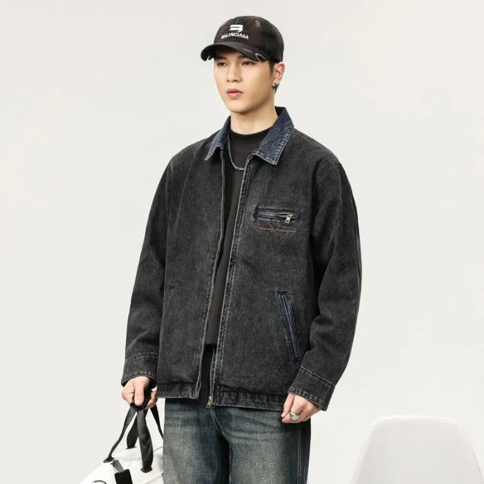 Quality Men's Zip Up Trucker Jacket for Casual Style