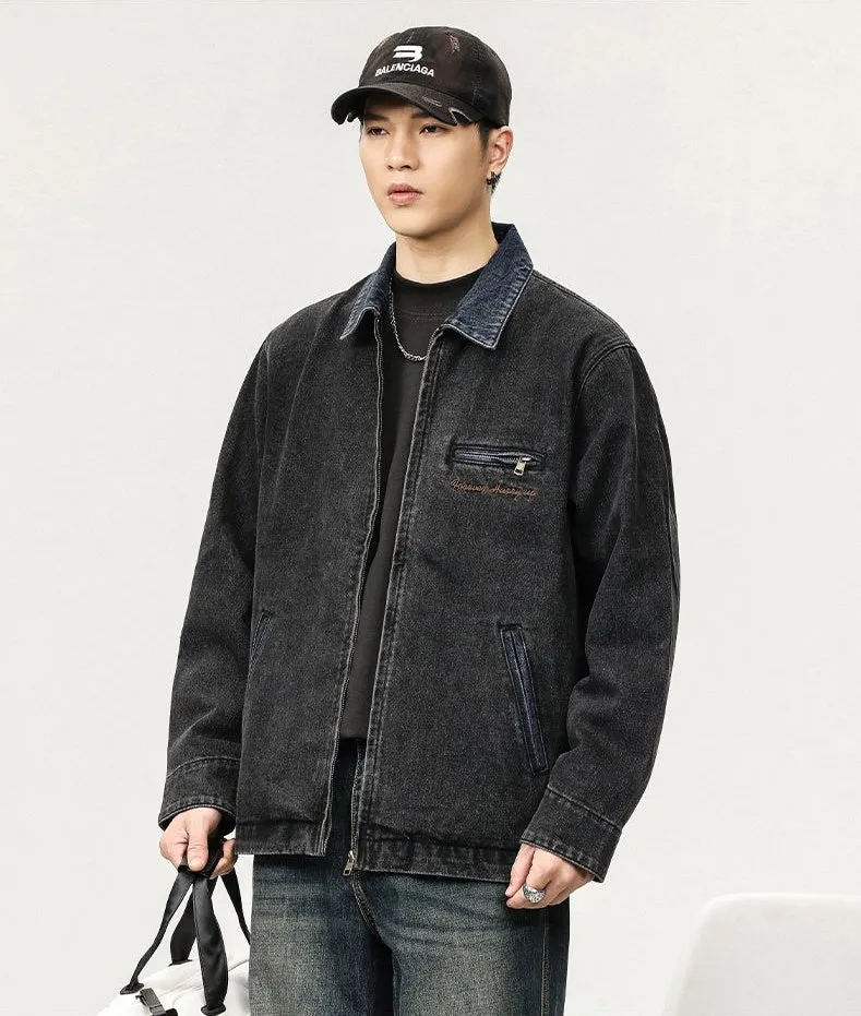 Quality Men's Zip Up Trucker Jacket for Casual Style