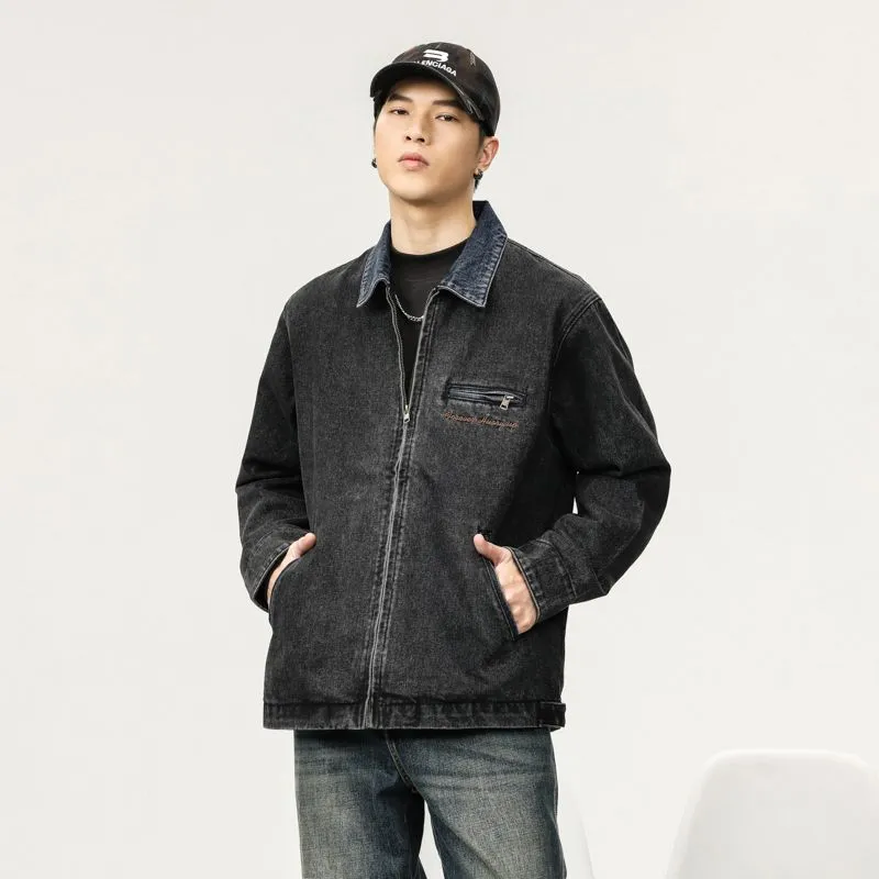 Quality Men's Zip Up Trucker Jacket for Casual Style