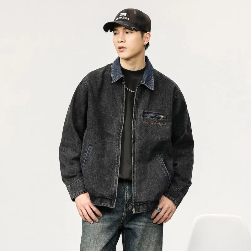 Quality Men's Zip Up Trucker Jacket for Casual Style
