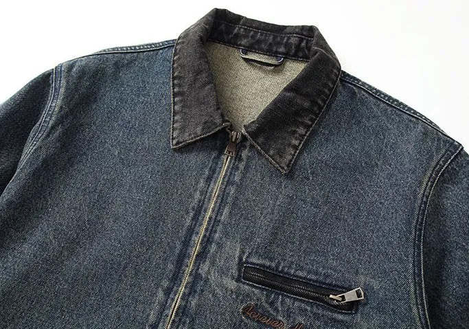 Quality Men's Zip Up Trucker Jacket for Casual Style